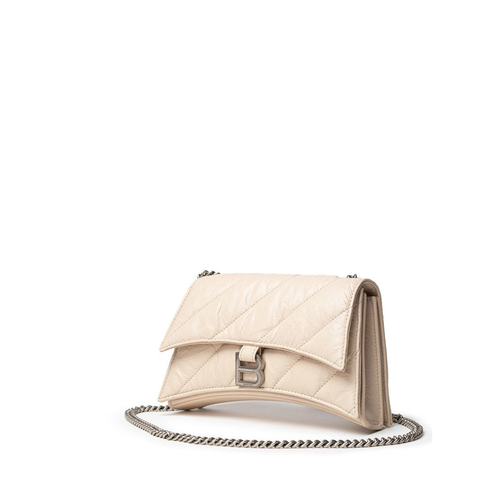 Beige läderaxelväska