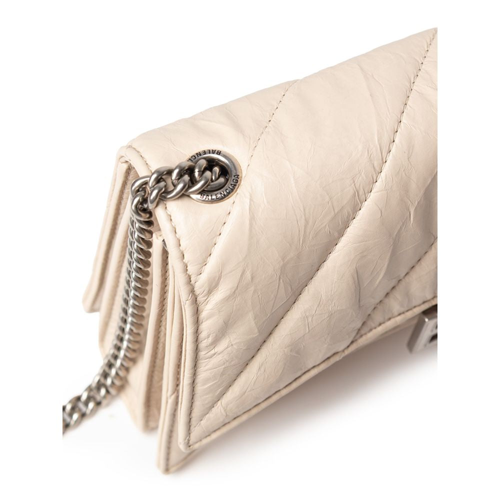 Beige läderaxelväska