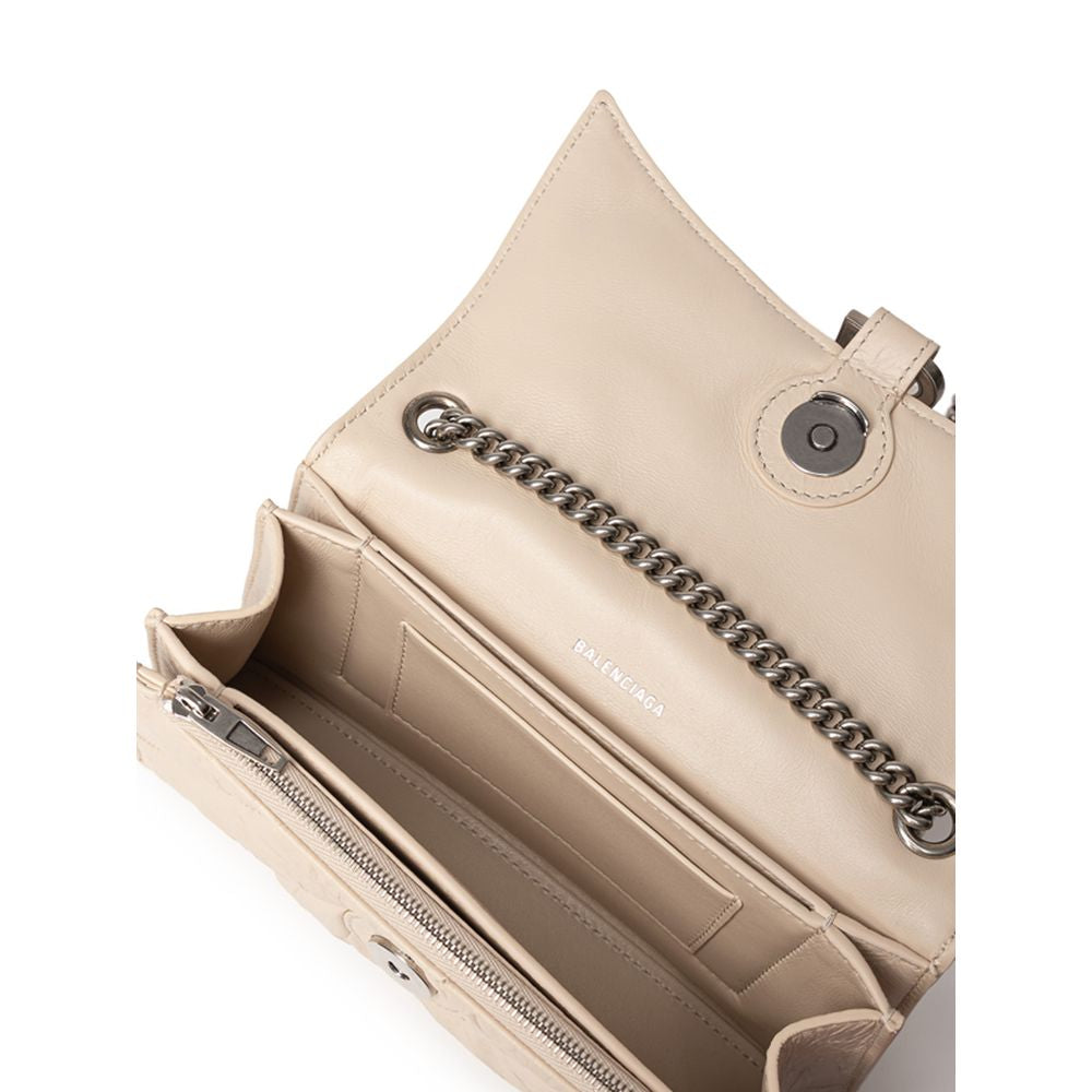 Beige läderaxelväska