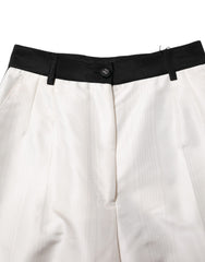 Dolce & Gabbana White High Waist Straight Dress Trouser Pants