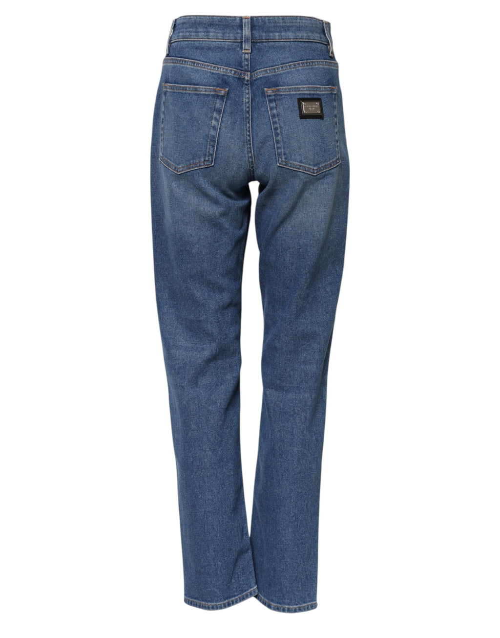 Blå bomullsjeans med hög midja och avsmalnande passform 