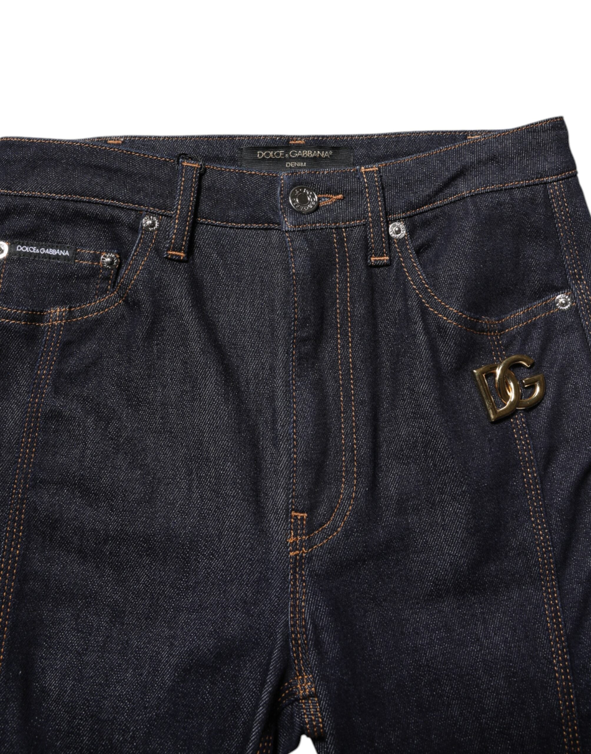 Svarta bomullsjeans med medelhög midja och bootcut-mönster 