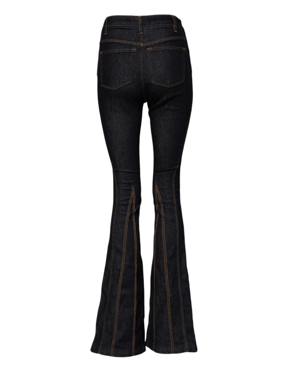 Svarta bomullsjeans med medelhög midja och bootcut-mönster 