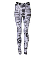 Dolce & Gabbana White Graphic HighWaist Skinny Leggings Pants