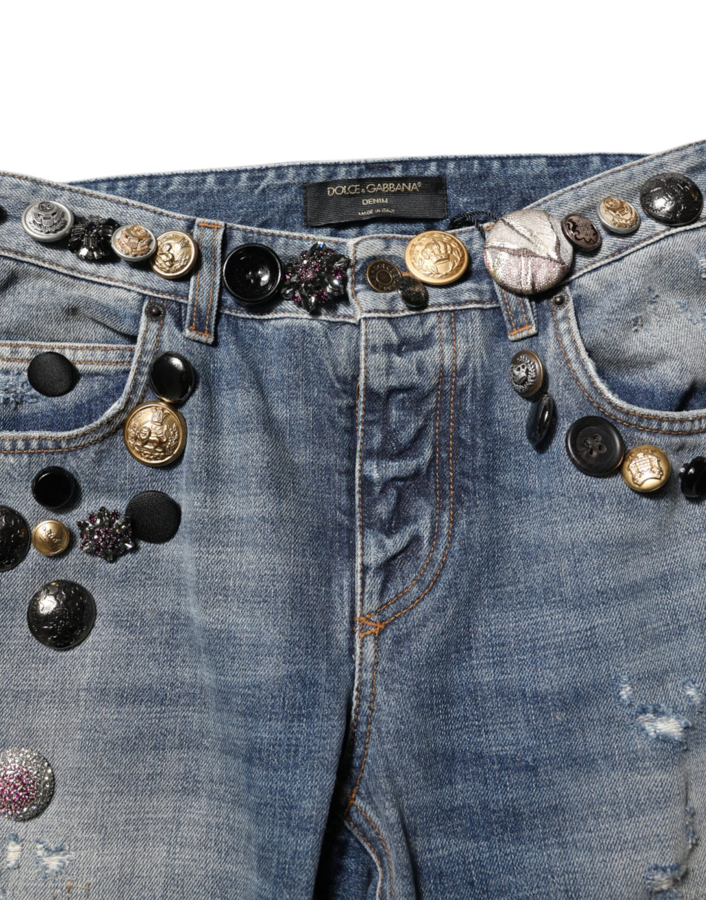 Blå Utsmyckade Trasiga SkinnyJeans 