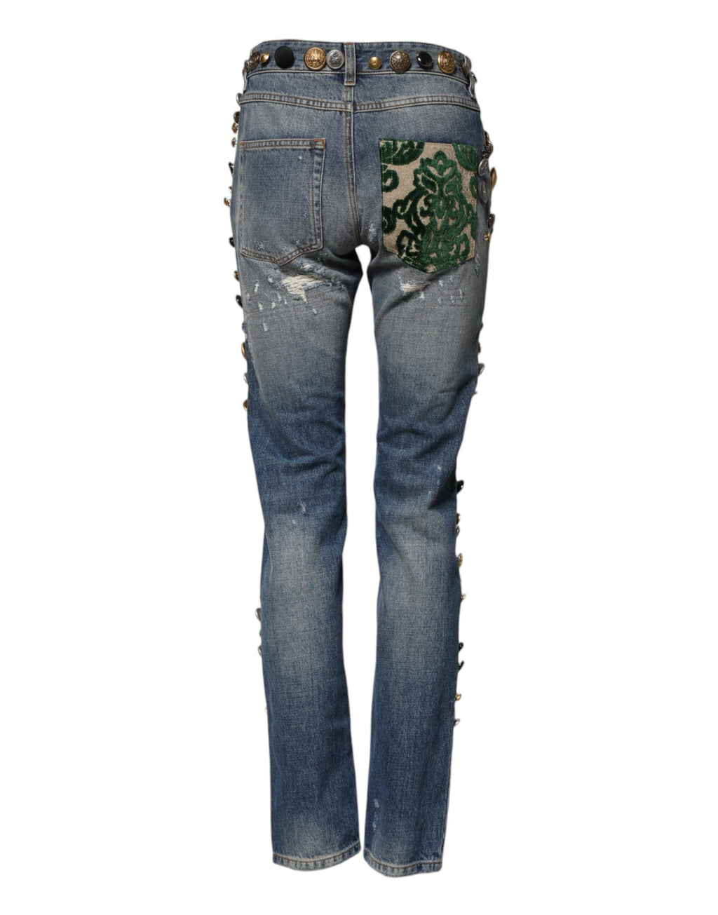 Blå Utsmyckade Trasiga SkinnyJeans 