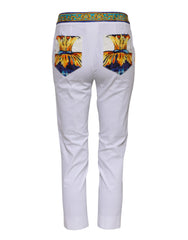 Dolce & Gabbana White Cotton Mid Waist Tapered Trouser Pants