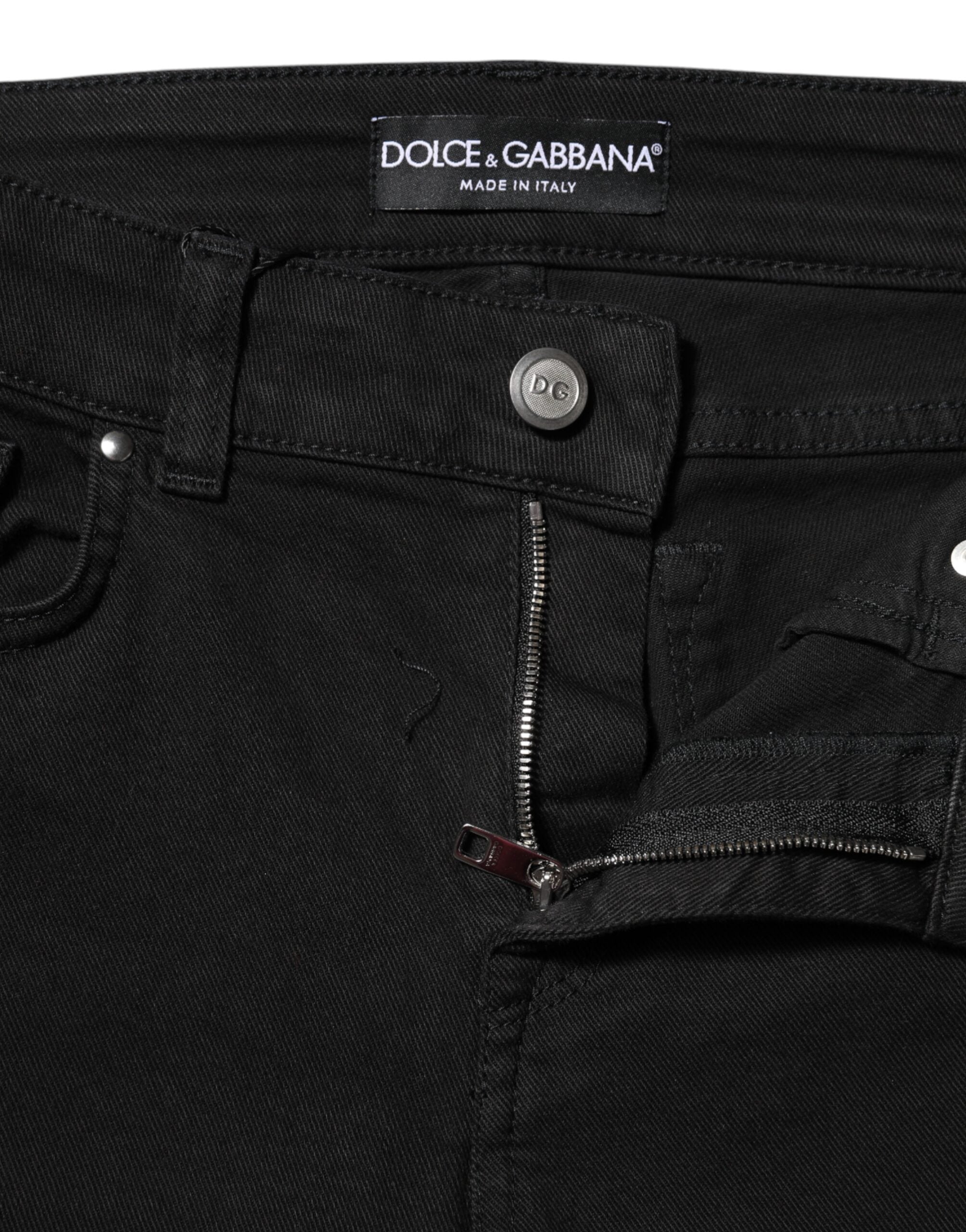 Svarta skinny jeans med mellanhög midja och logotyp i bomull 