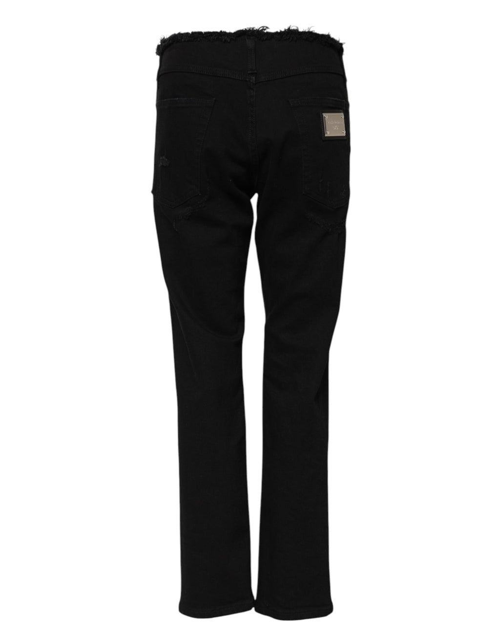 Svarta bomullsjeans med medelhög midja och utsvängda denim 
