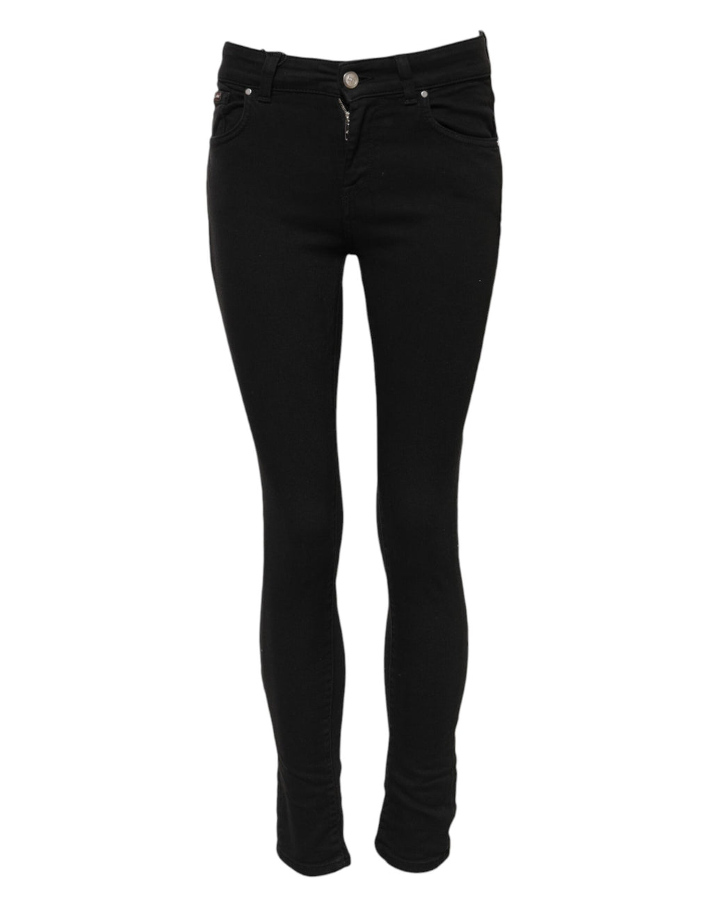 Svarta skinny jeans med medelhög midja i bomull 