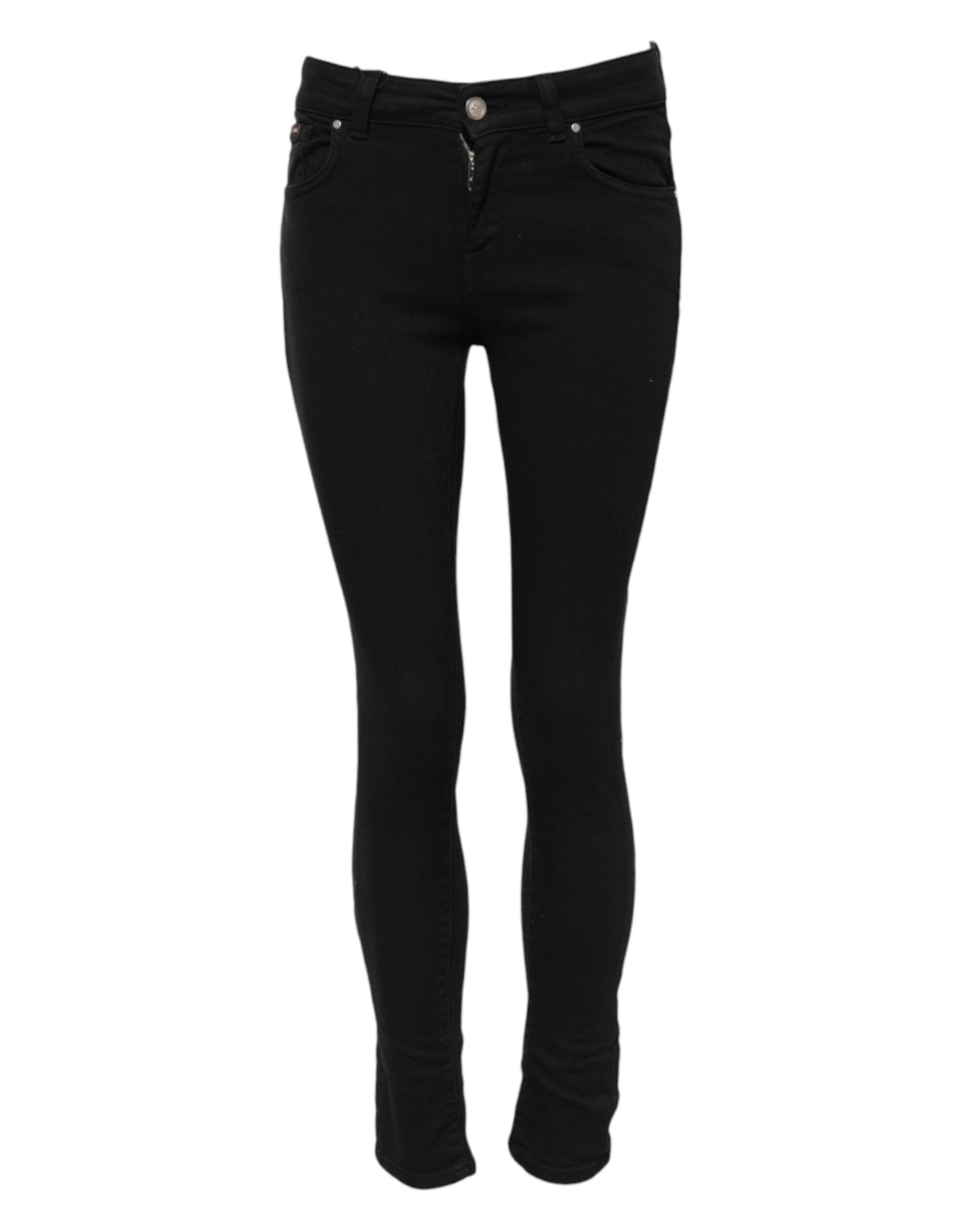 Svarta skinny jeans med medelhög midja i bomull 