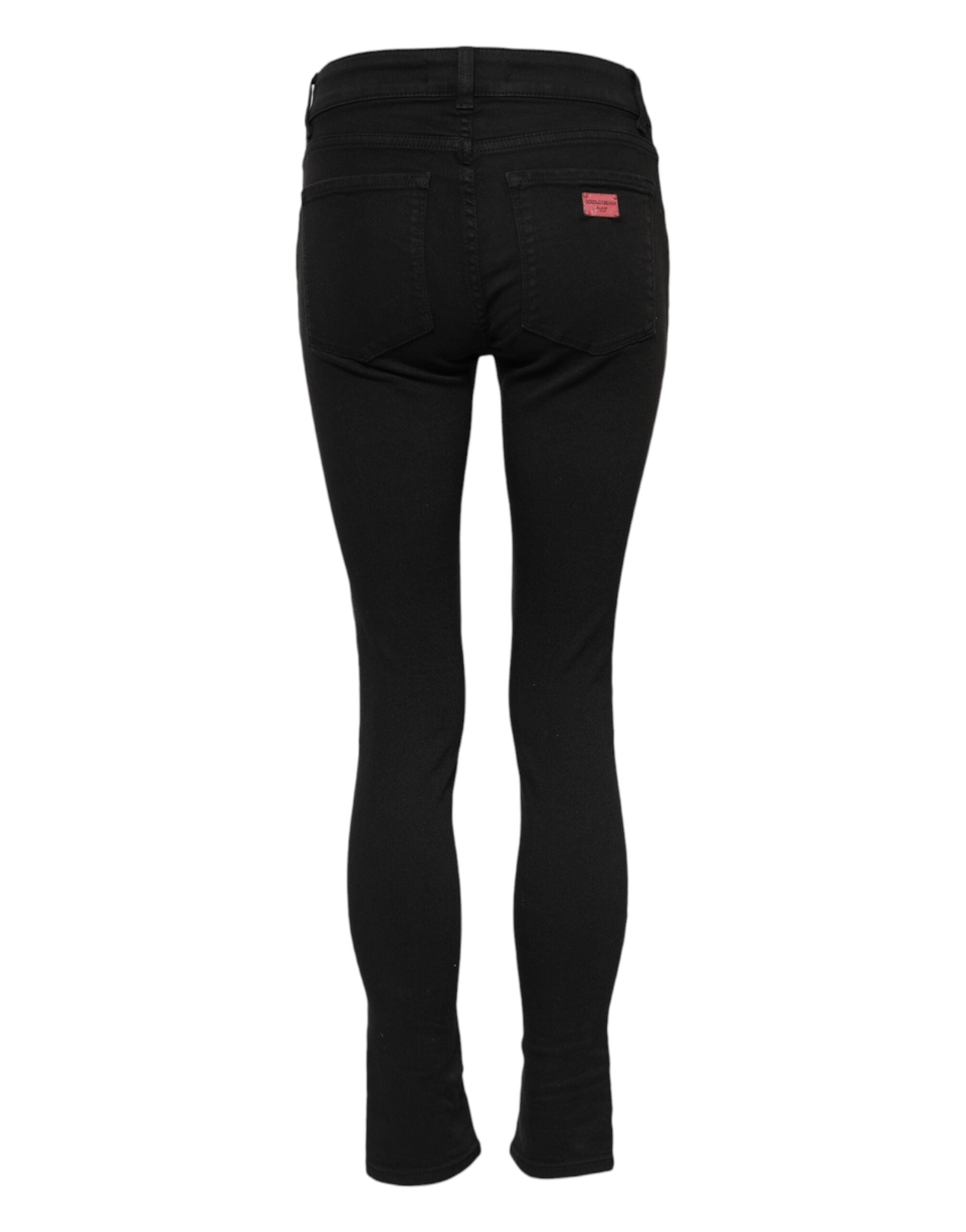 Svarta skinny jeans med medelhög midja i bomull 
