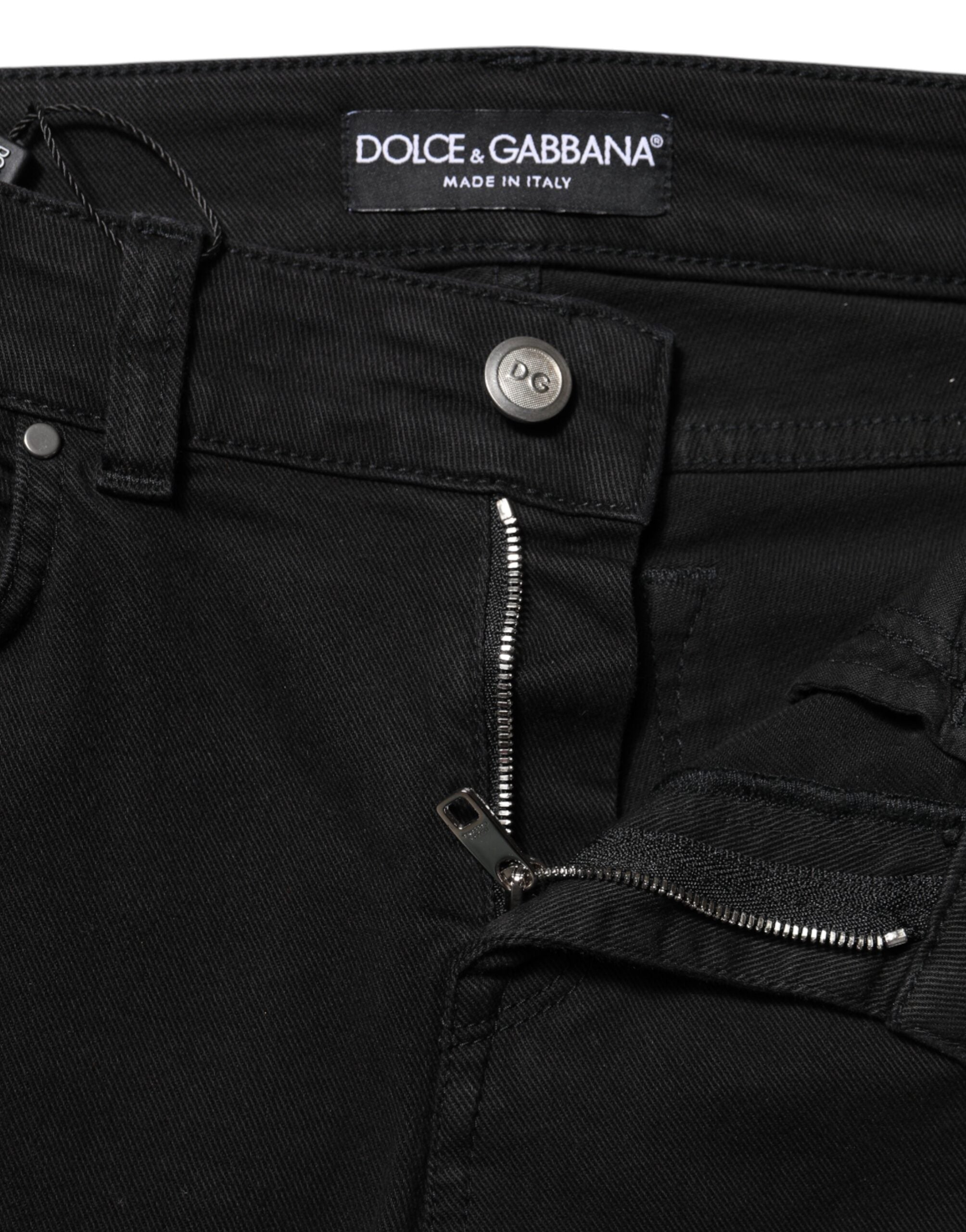 Svarta skinny jeans med medelhög midja i bomull 