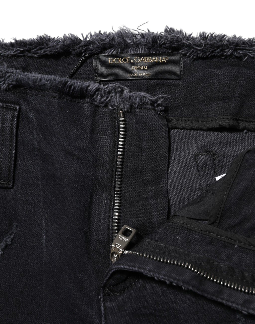 Svarta, slitna, smala denimjeans i bomull 