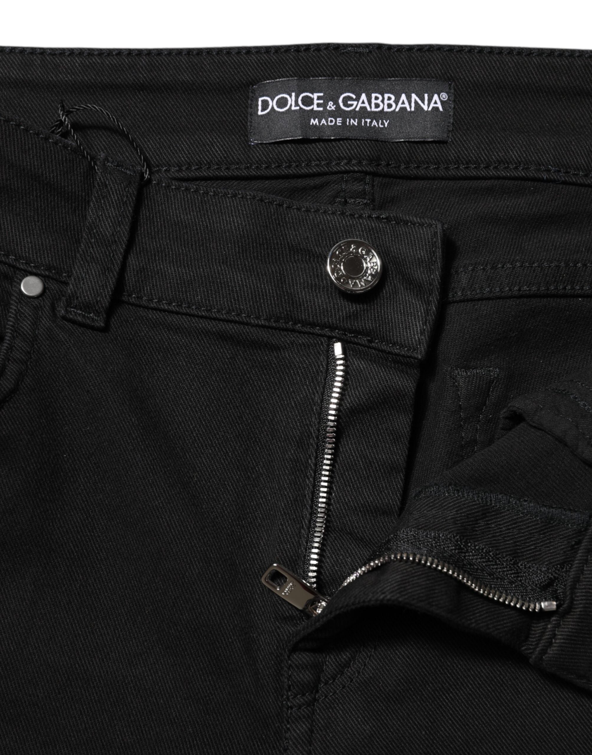 Svarta skinny jeans med medelhög midja i bomull 