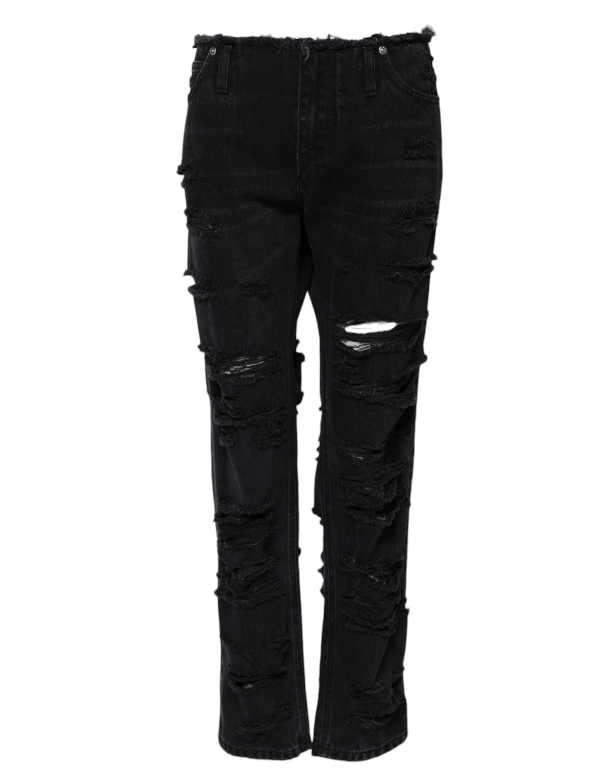 Svarta bomullsrosa jeans med medelhög midja 