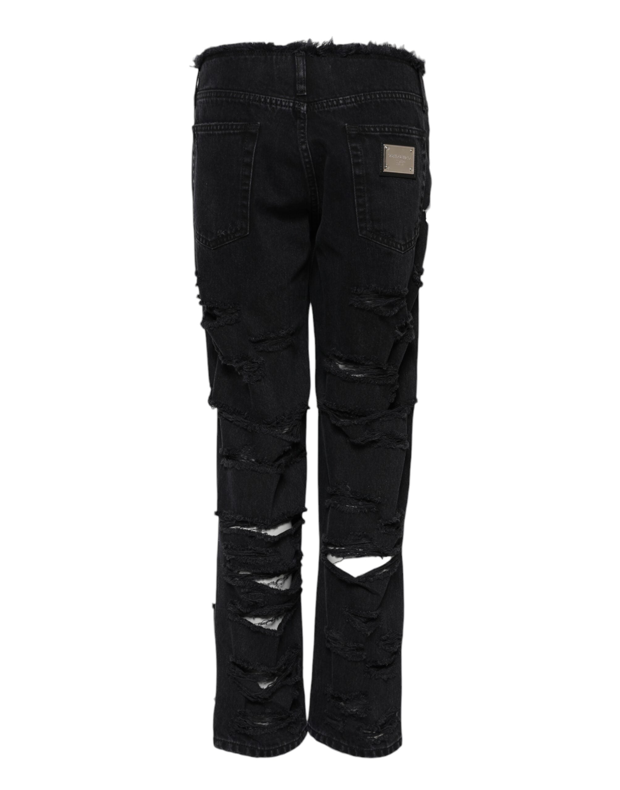 Svarta bomullsrosa jeans med medelhög midja 