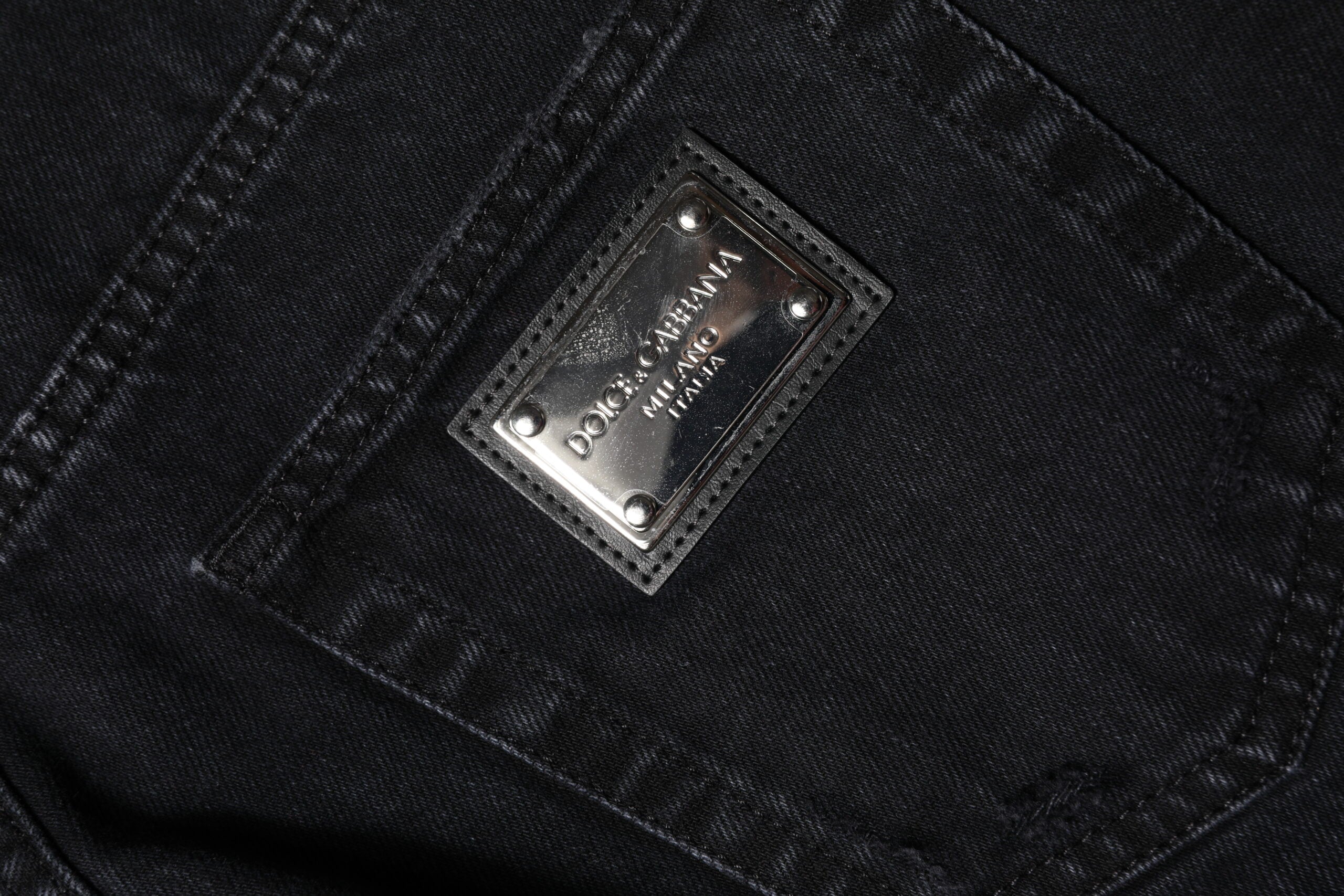 Svarta bomullsrosa jeans med medelhög midja 