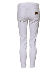Dolce & Gabbana White Cotton Low Waist Skinny Denim Jeans