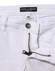 Dolce & Gabbana White Cotton Low Waist Skinny Denim Jeans