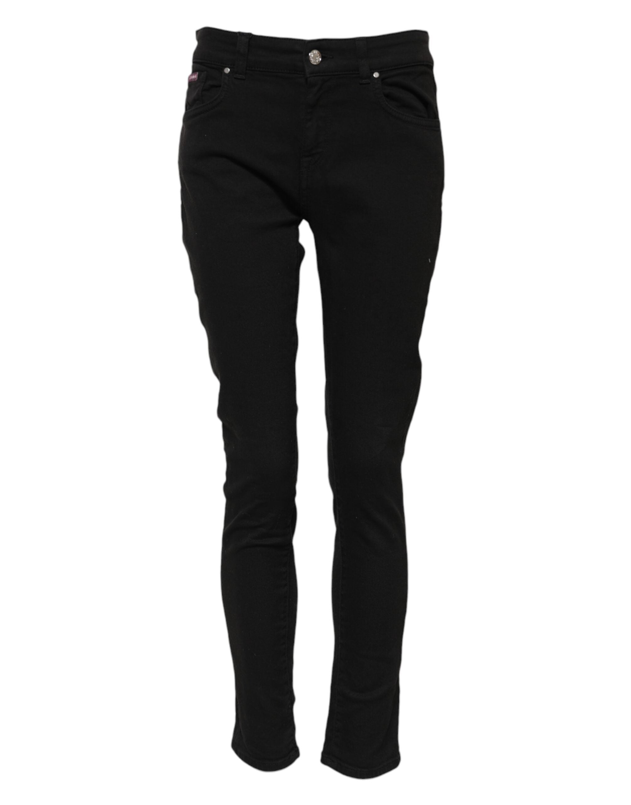 Svarta skinny jeans med mellanhög midja i bomull med logotyp 