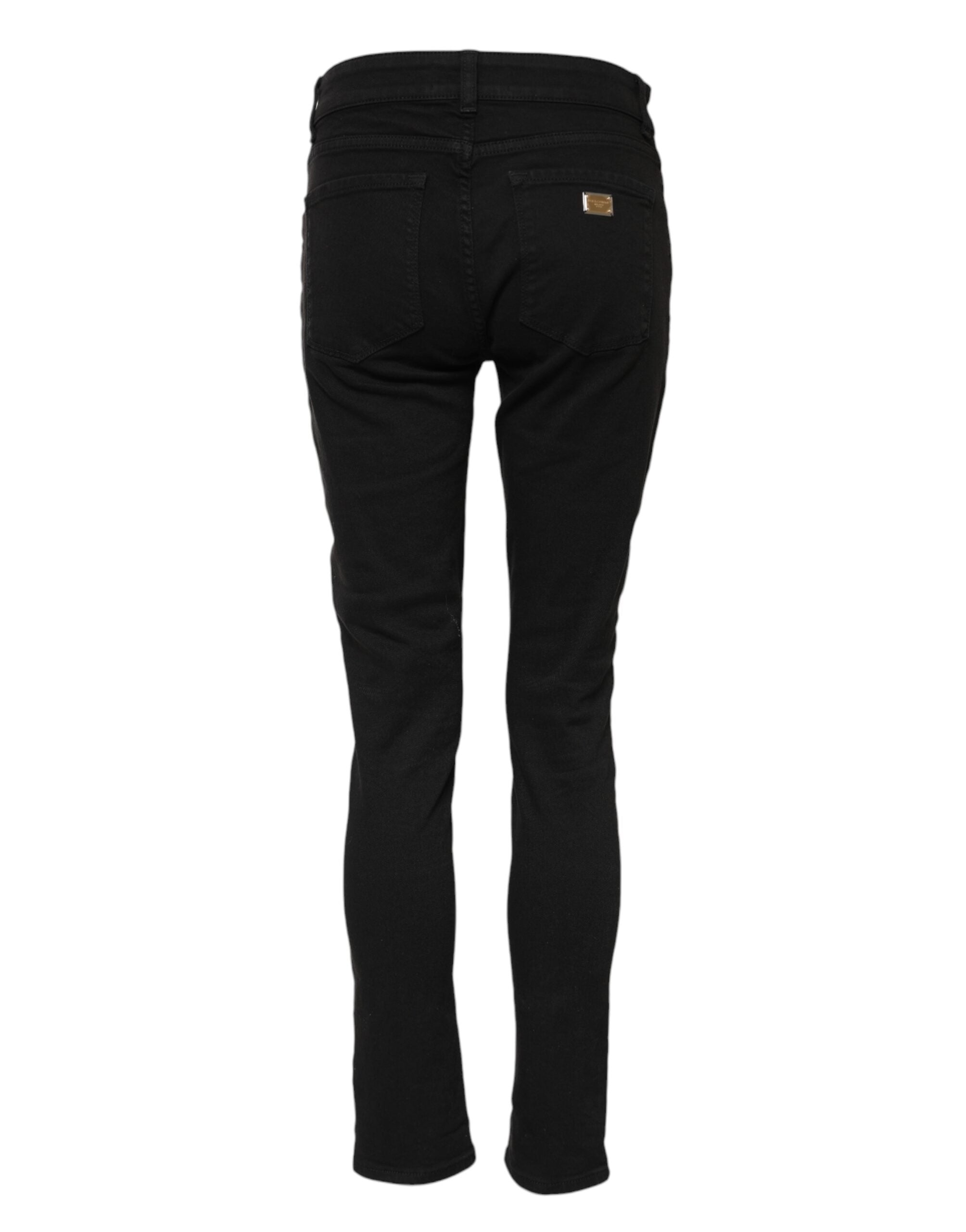 Svarta skinny jeans med mellanhög midja i bomull med logotyp 