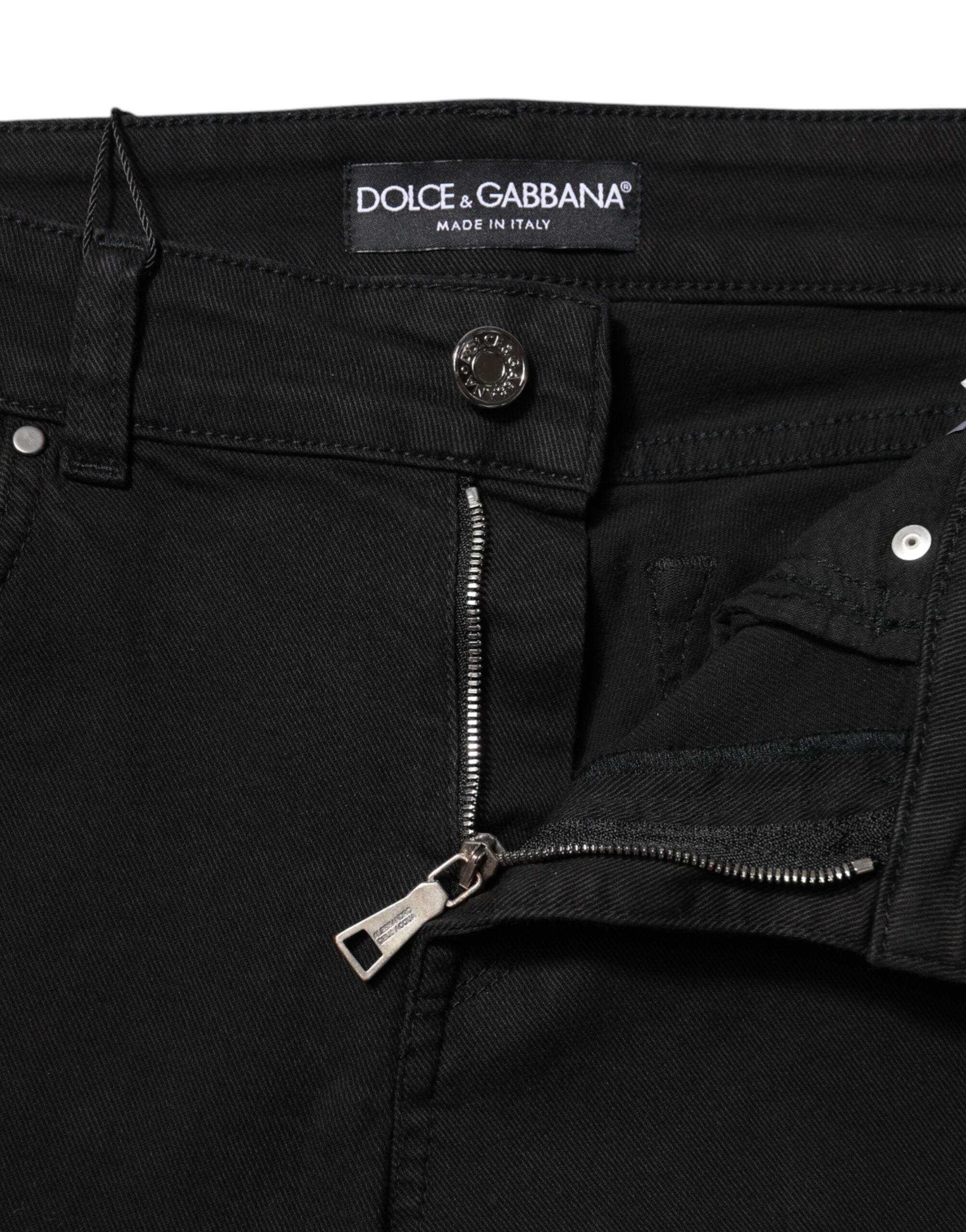 Svarta skinny jeans med mellanhög midja i bomull med logotyp 