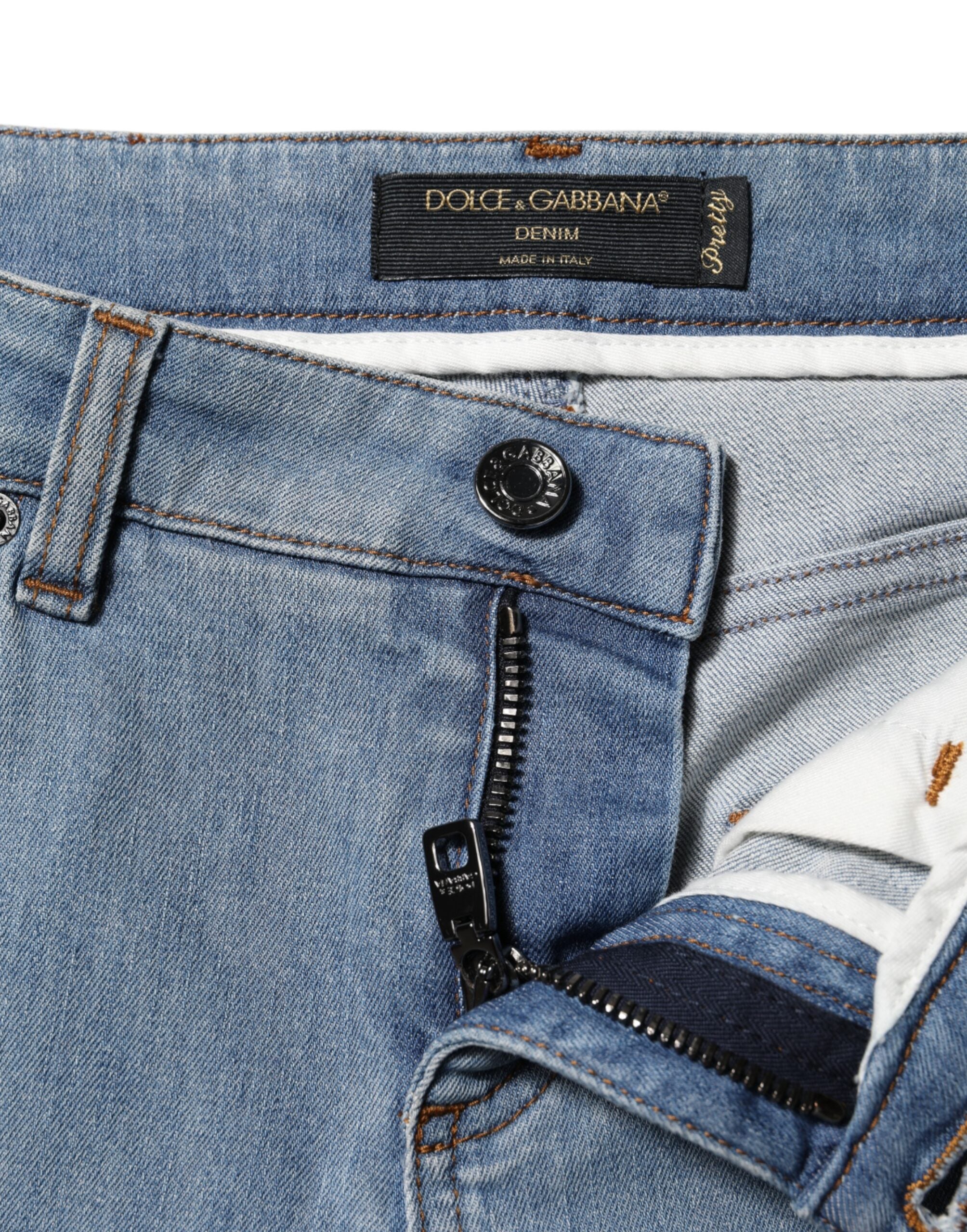 Blå bomullsprentiga skinny jeans med mellanhög midja 