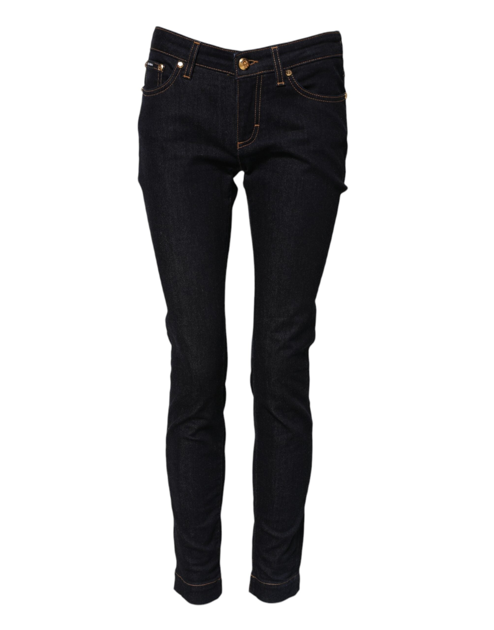 Blå bomulls-pretty lågmidjade skinny jeans 