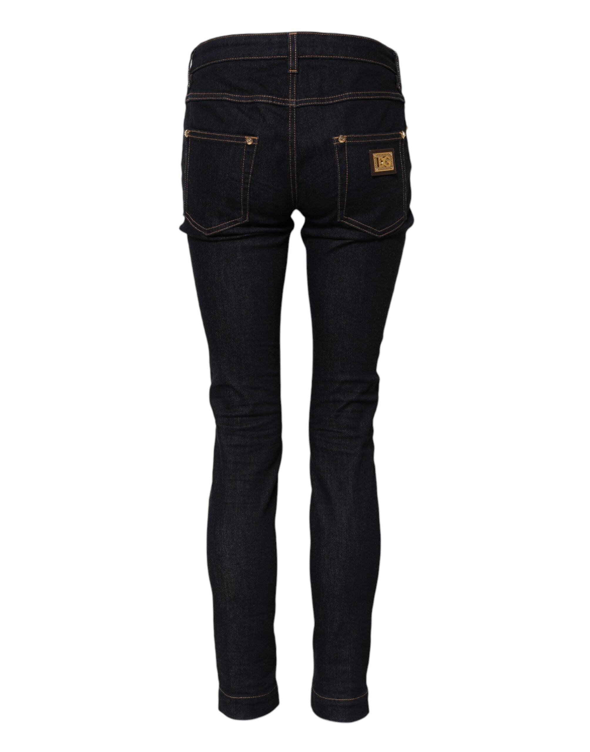Blå bomulls-pretty lågmidjade skinny jeans 