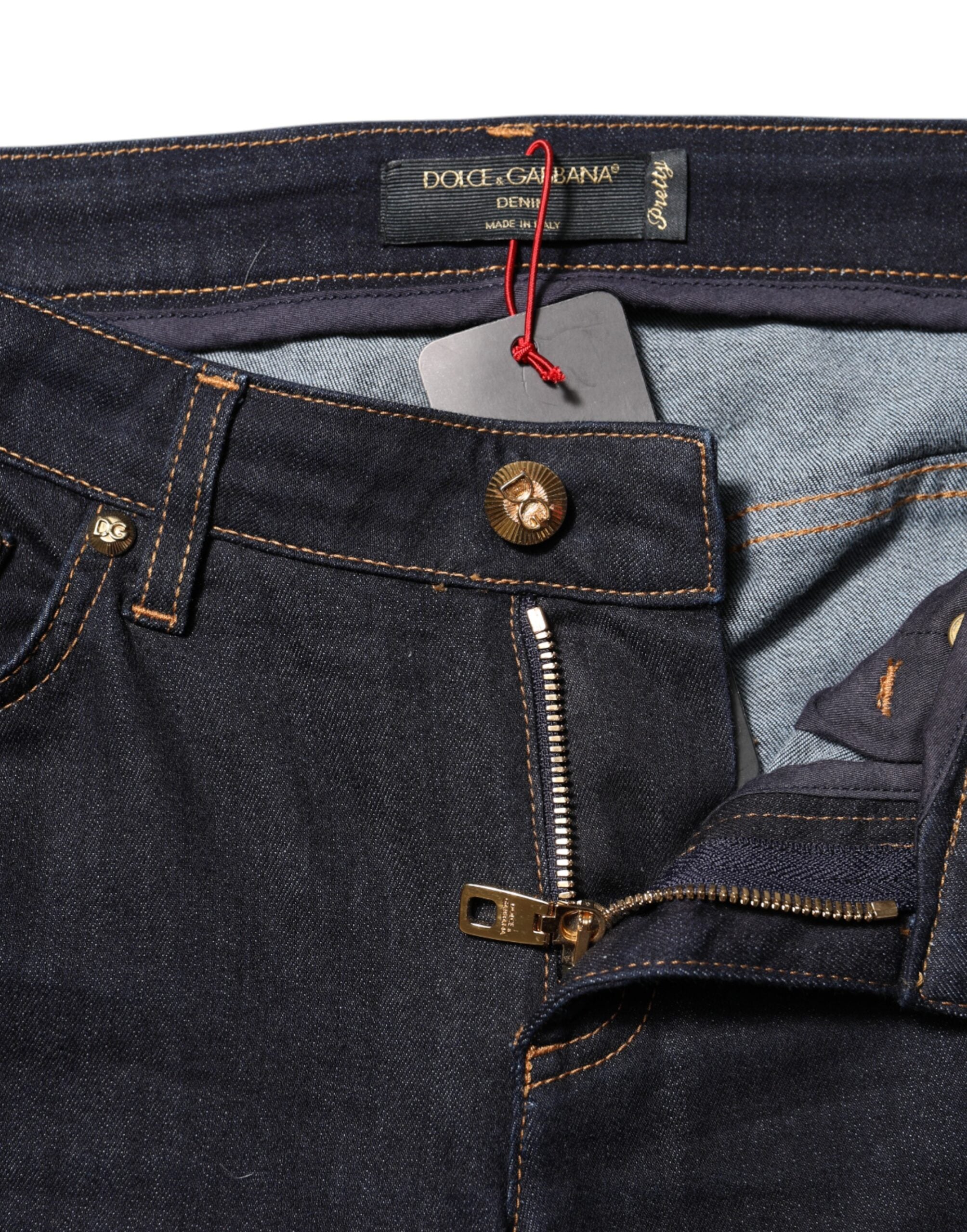 Blå bomulls-pretty lågmidjade skinny jeans 