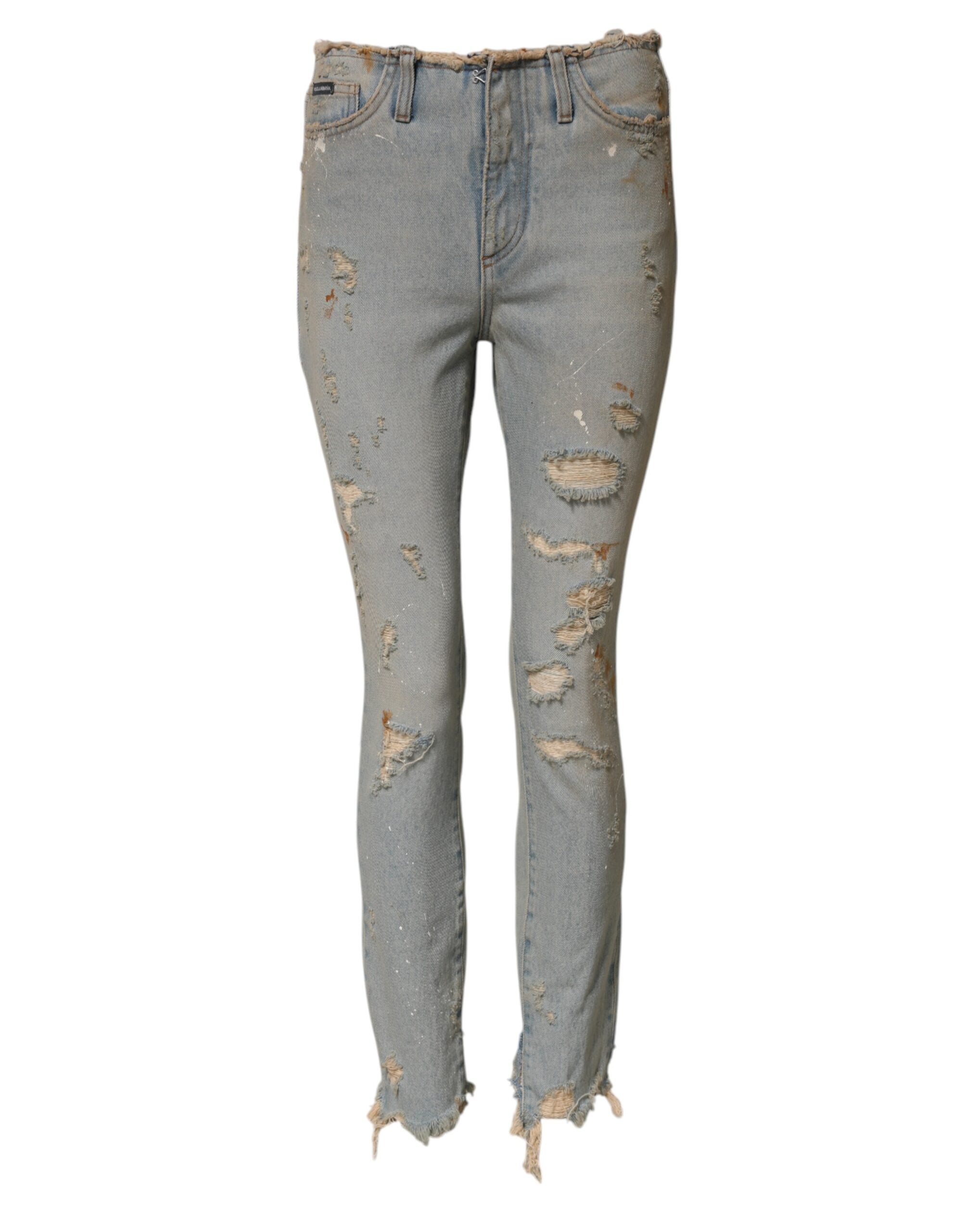 Ljusblå skinny jeans med hög midja 