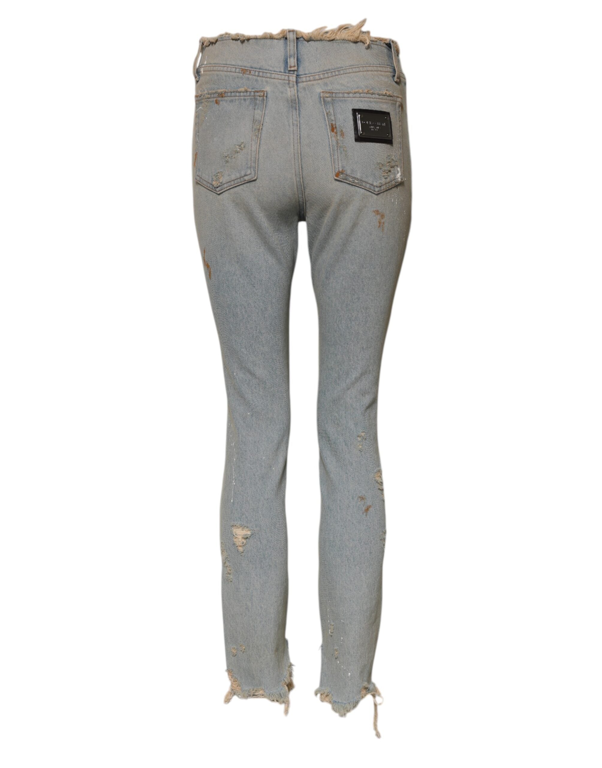 Ljusblå skinny jeans med hög midja 