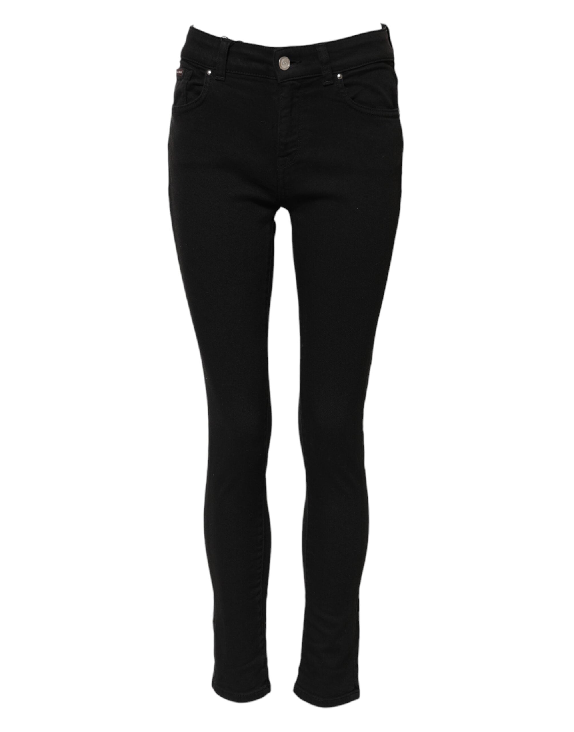 Svarta skinny jeans med medelhög midja i bomull