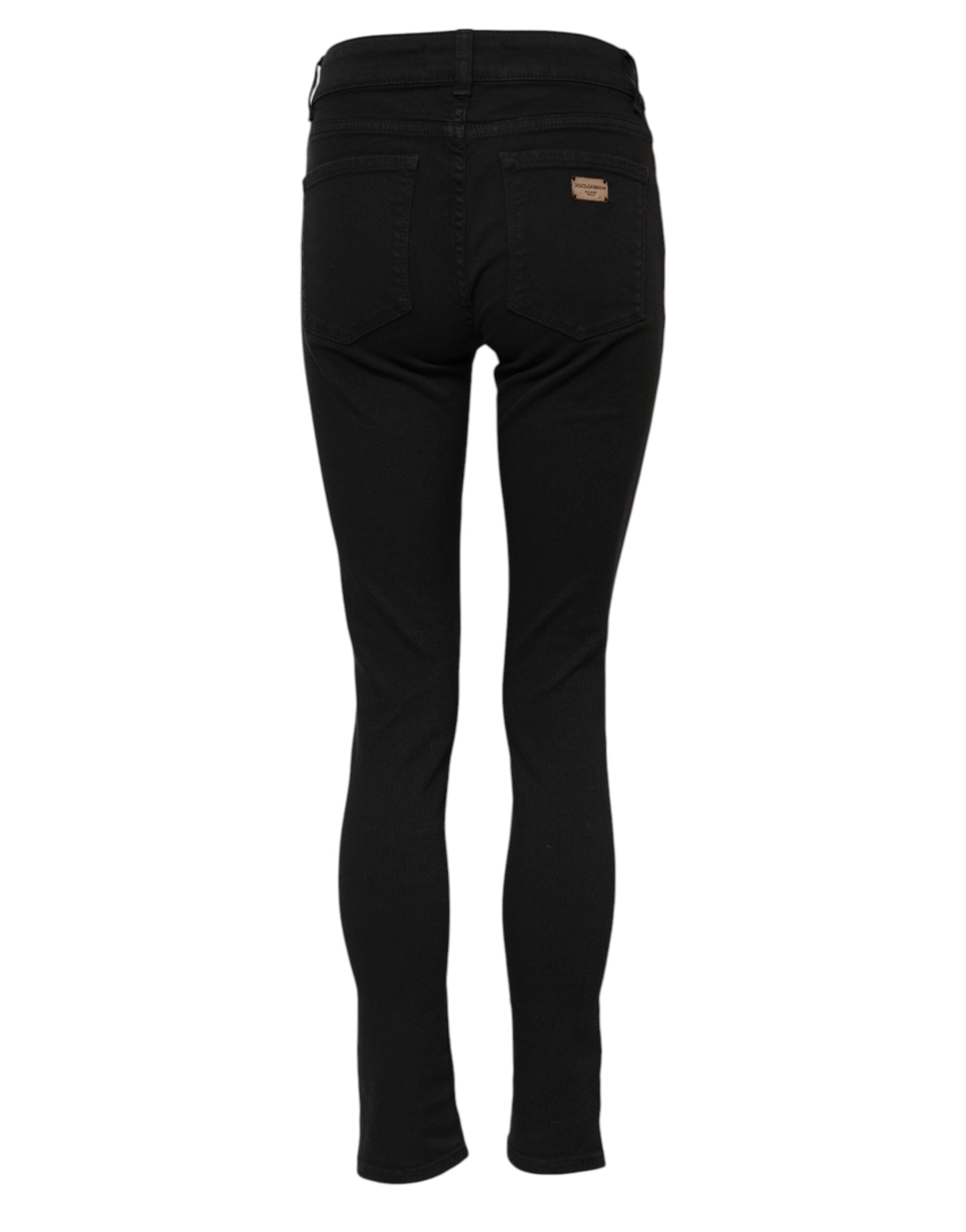 Svarta skinny jeans med medelhög midja i bomull
