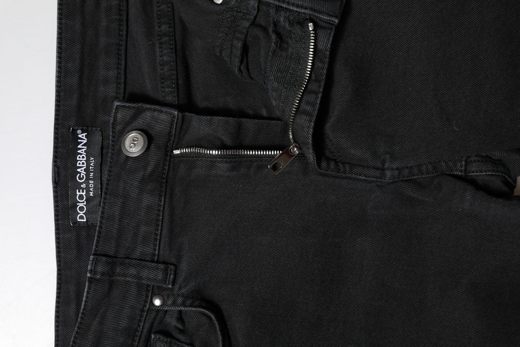 Svarta skinny jeans med medelhög midja i bomull