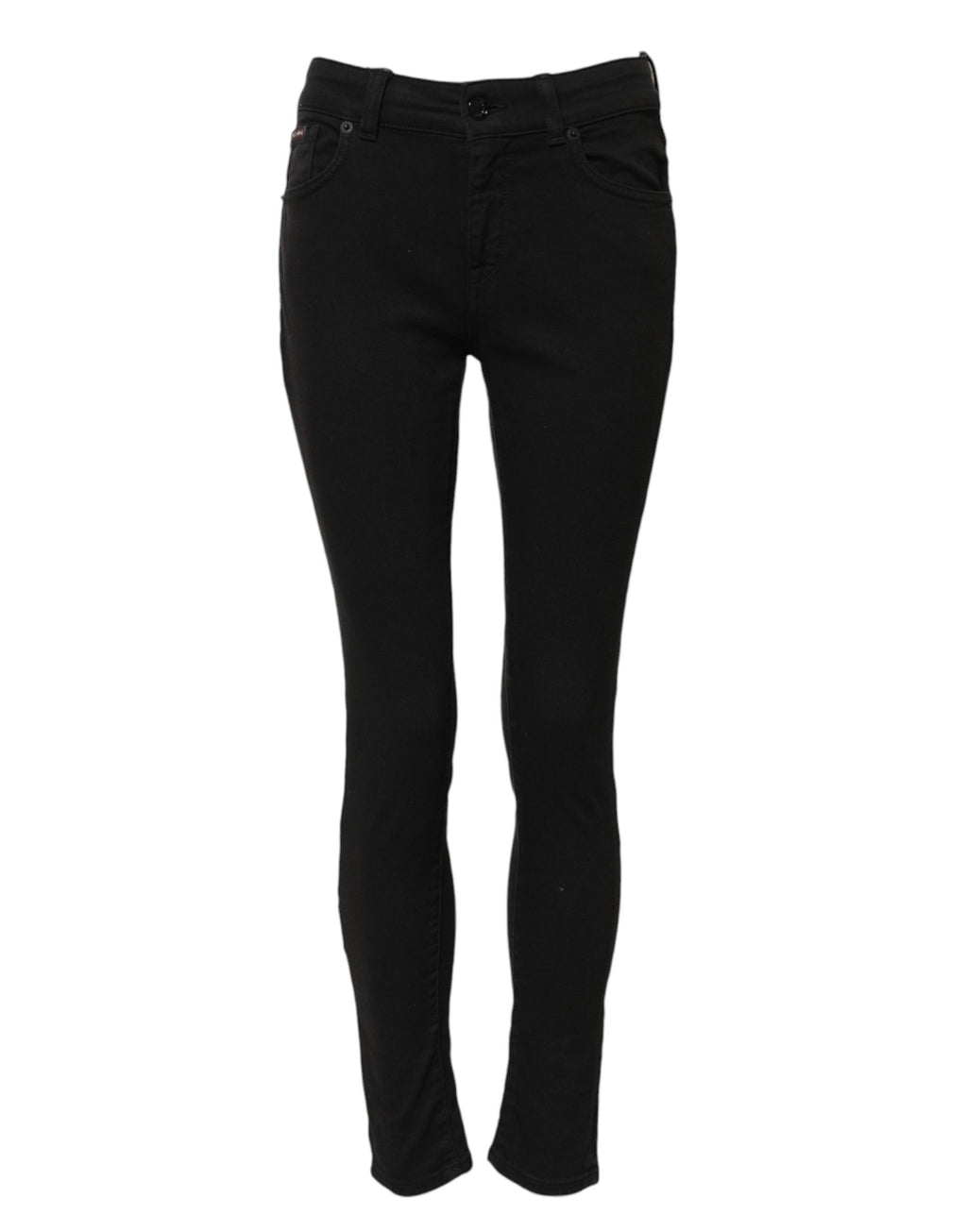 Svarta skinny jeans med medelhög midja i bomull 