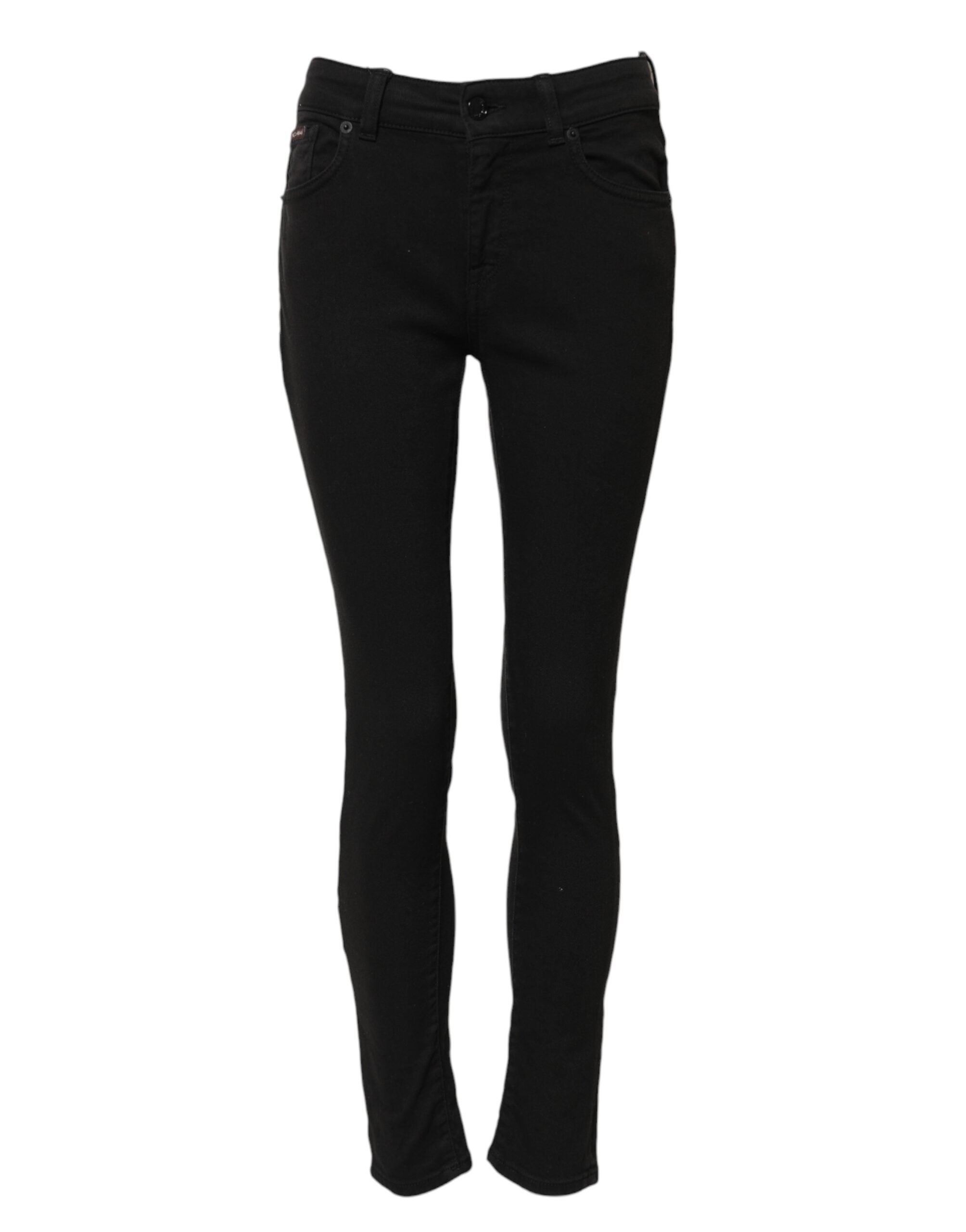 Svarta skinny jeans med medelhög midja i bomull 