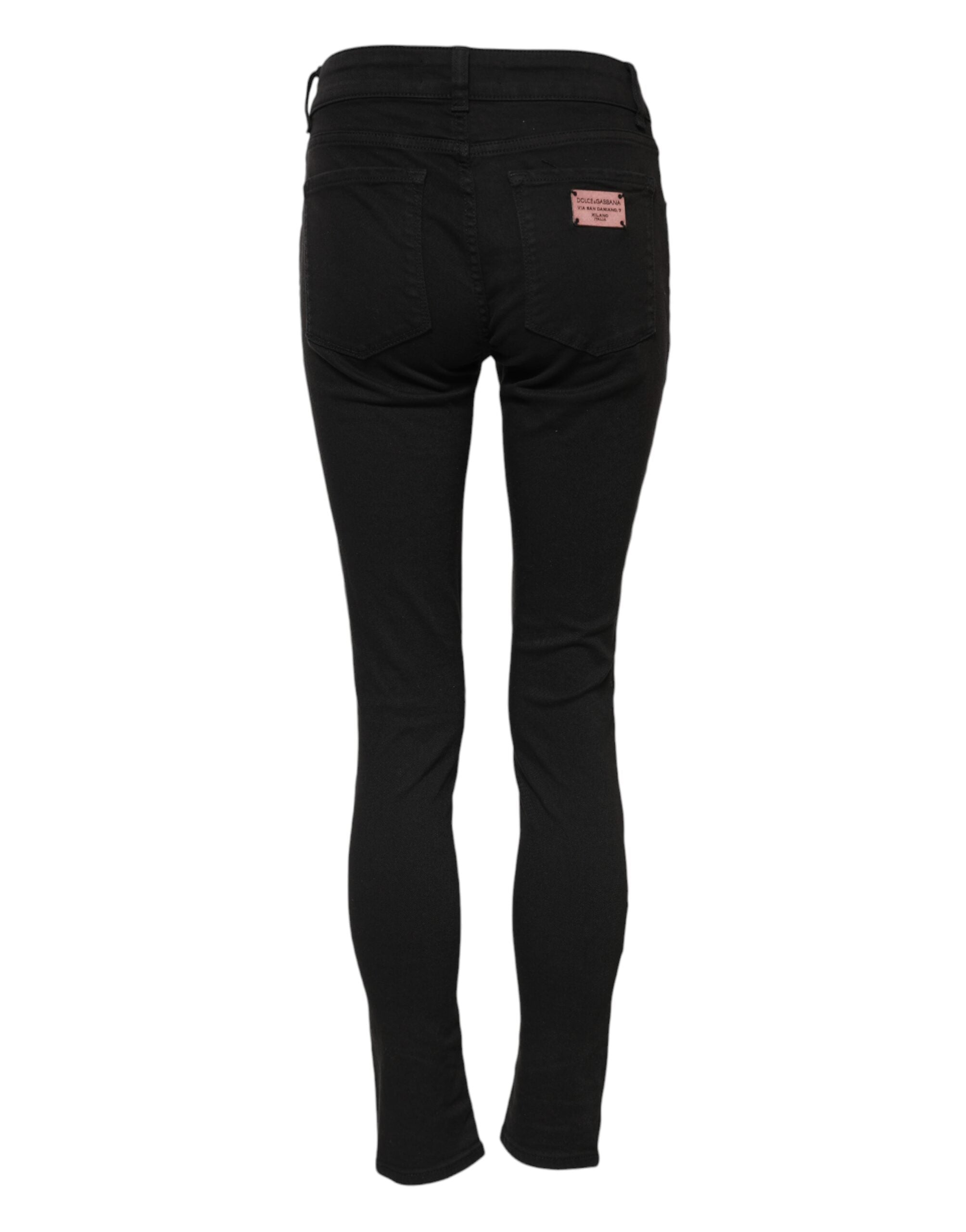 Svarta skinny jeans med medelhög midja i bomull 