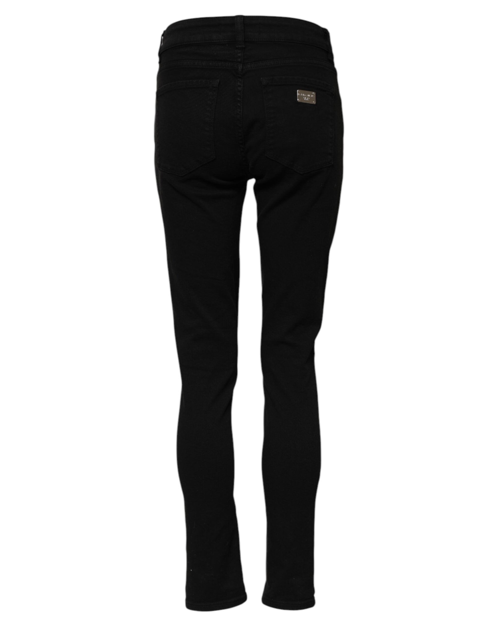 Svarta skinny jeans med mellanhög midja i bomull med logotyp 