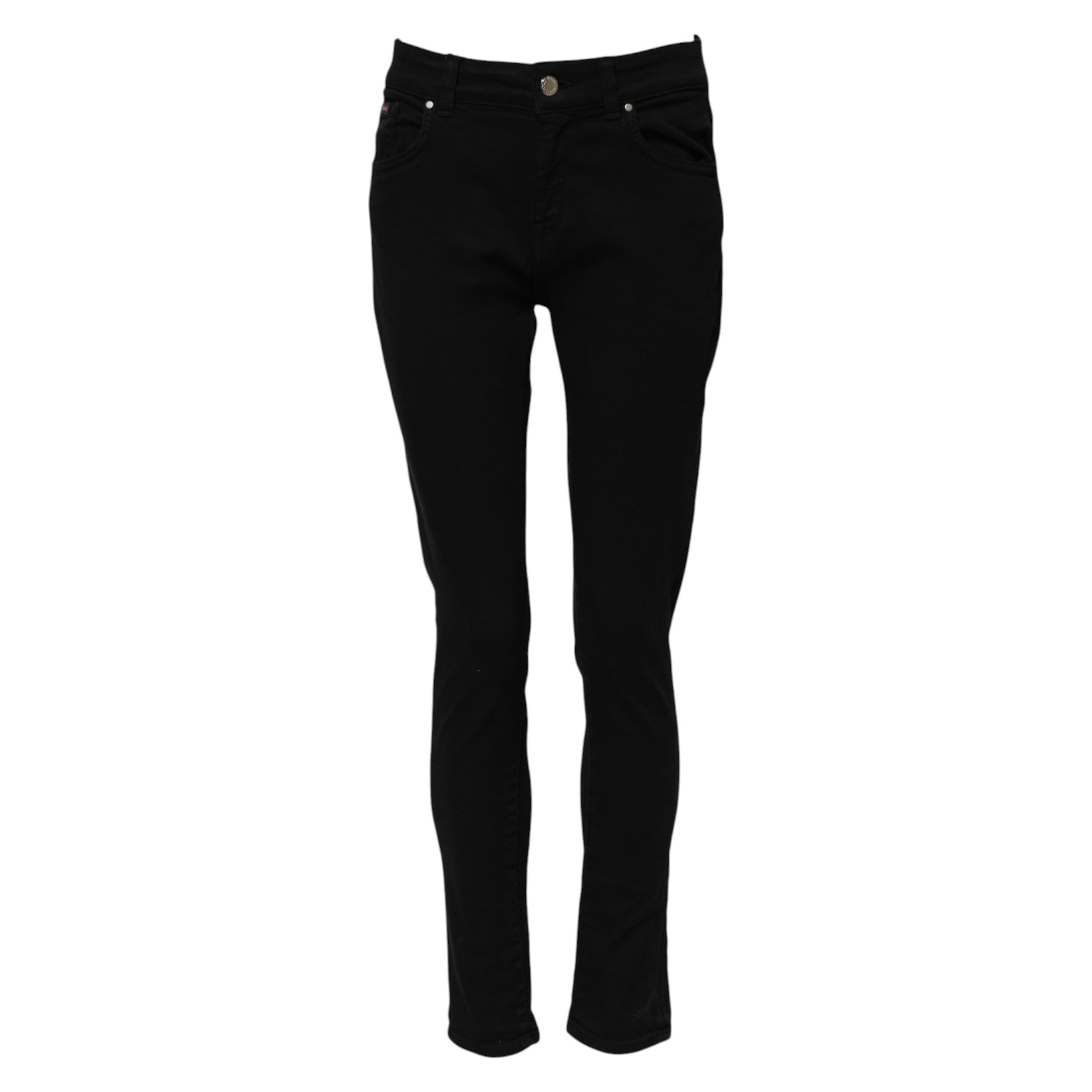 Svarta skinny jeans med mellanhög midja i bomull med logotyp 