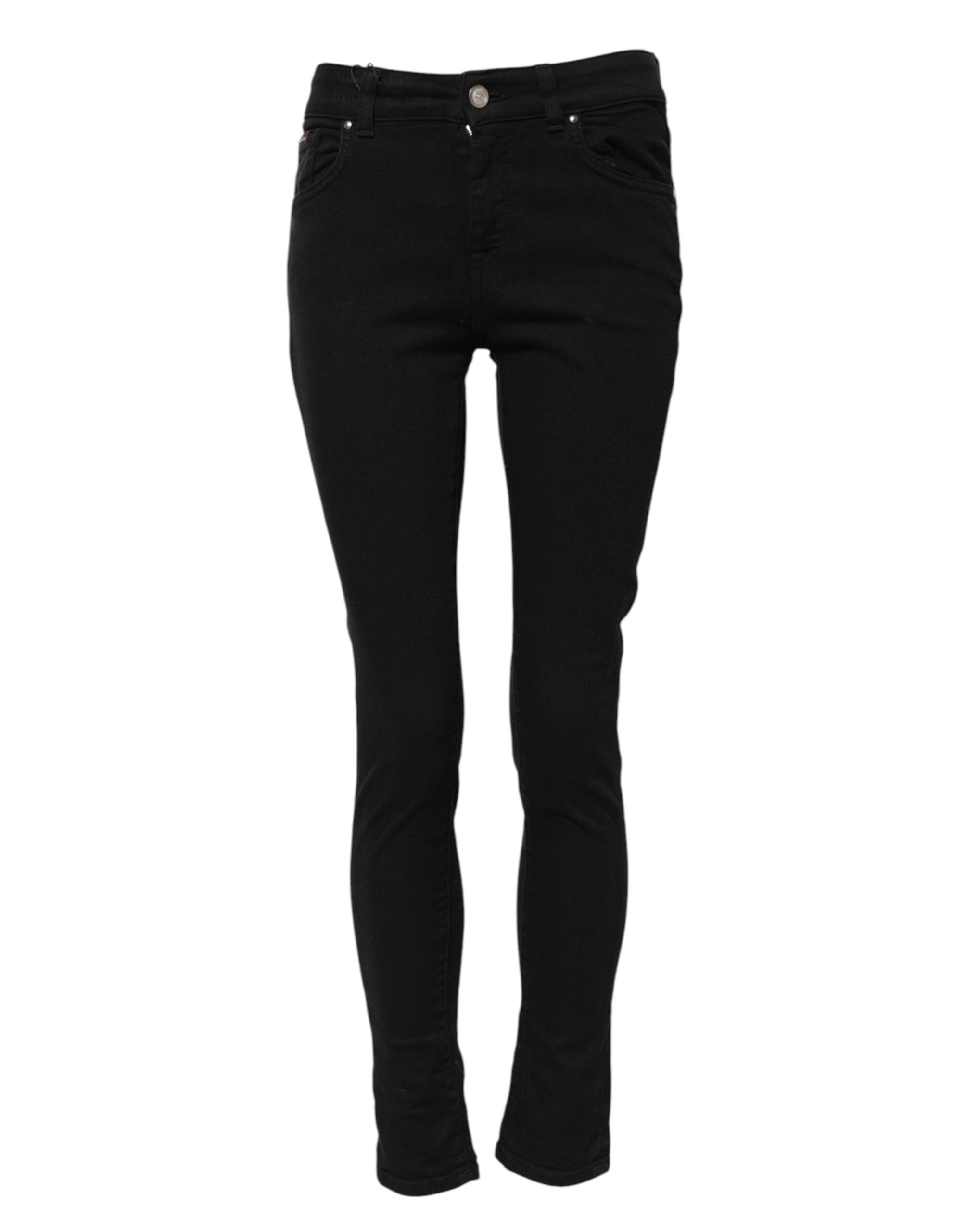 Svarta skinny jeans med medelhög midja i bomull 