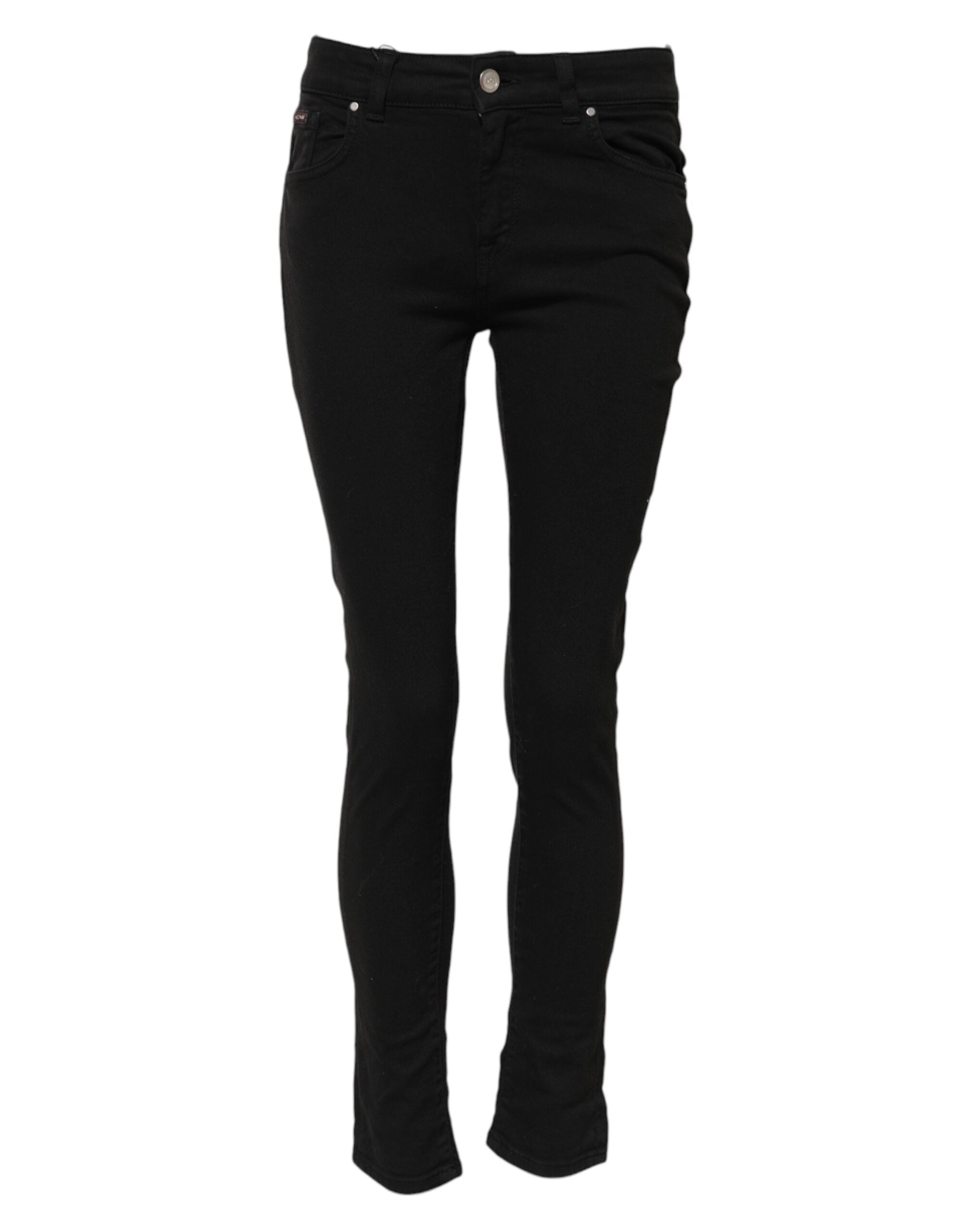 Svarta skinny jeans med medelhög midja i bomull 