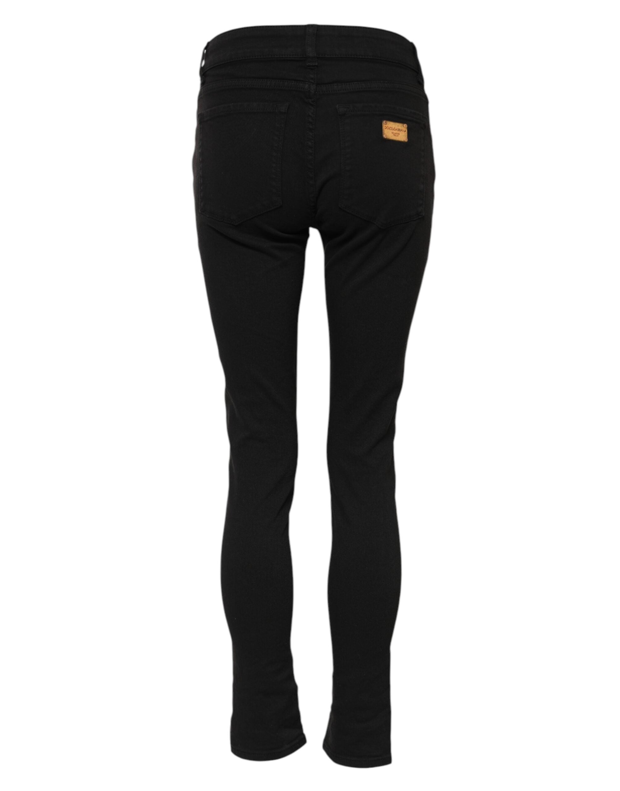 Svarta skinny jeans med medelhög midja i bomull 