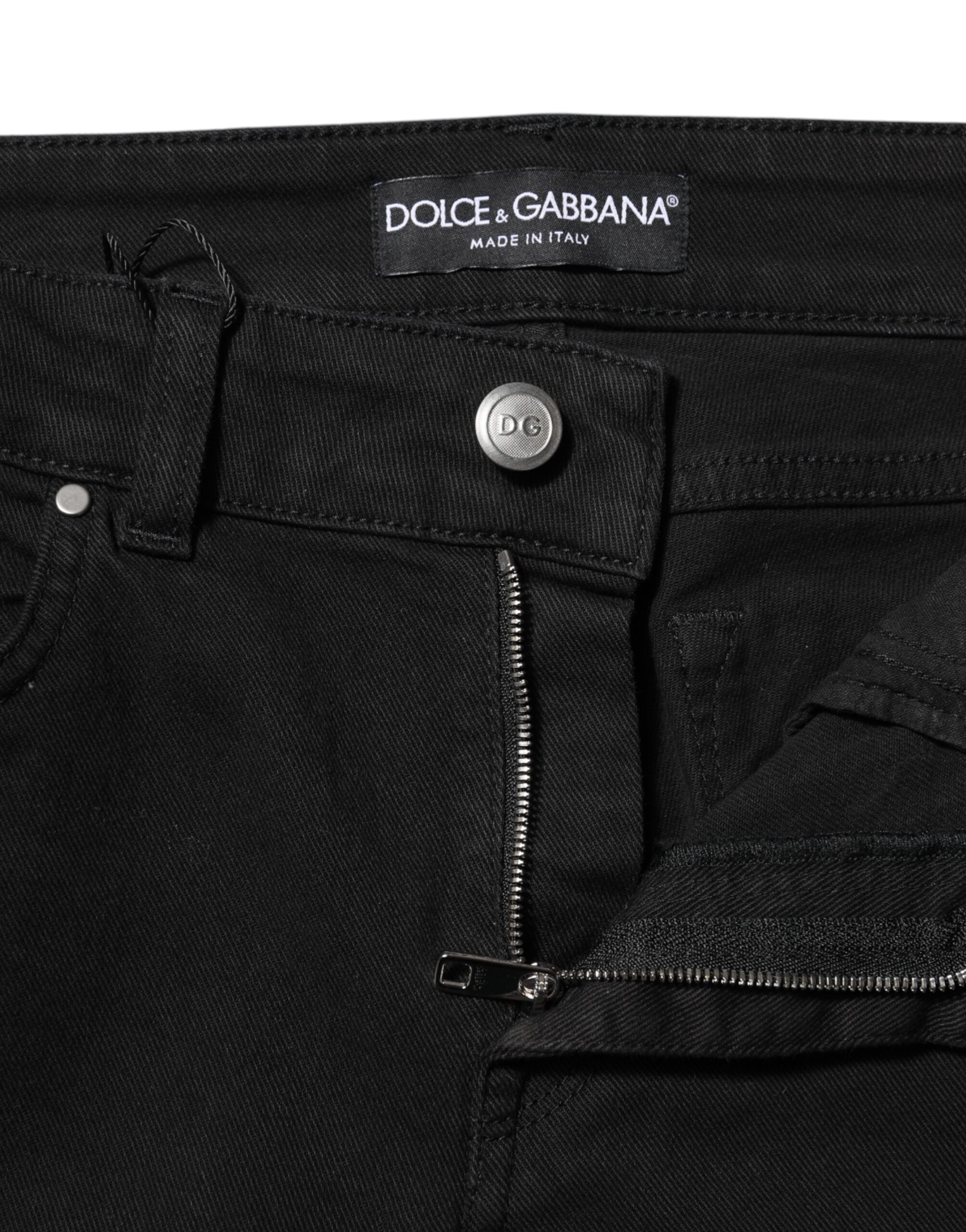 Svarta skinny jeans med medelhög midja i bomull 