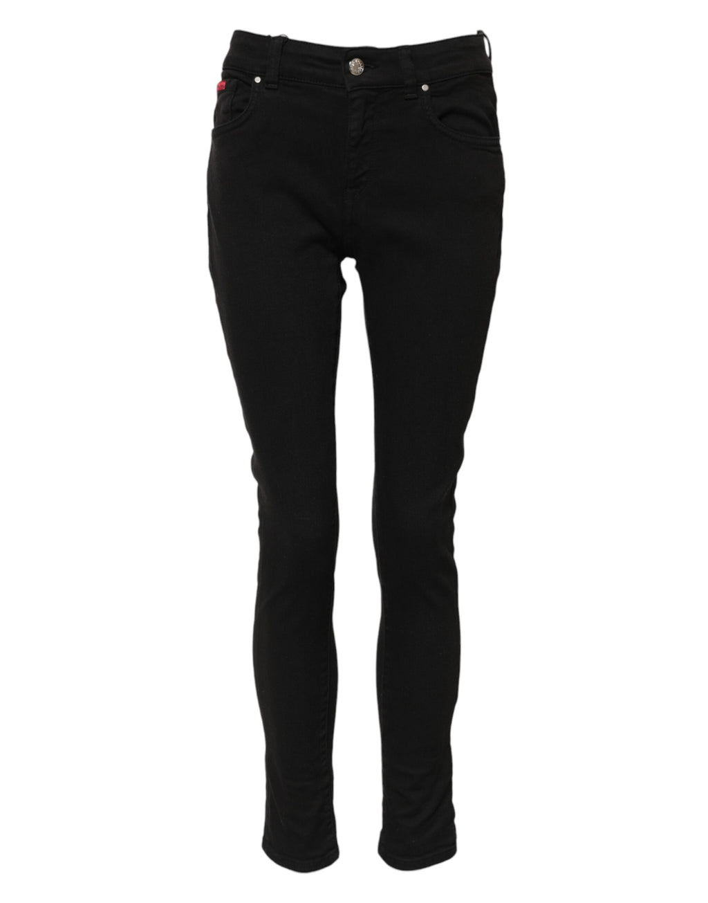 Svarta skinny jeans med mellanhög midja i bomull med logotyp 