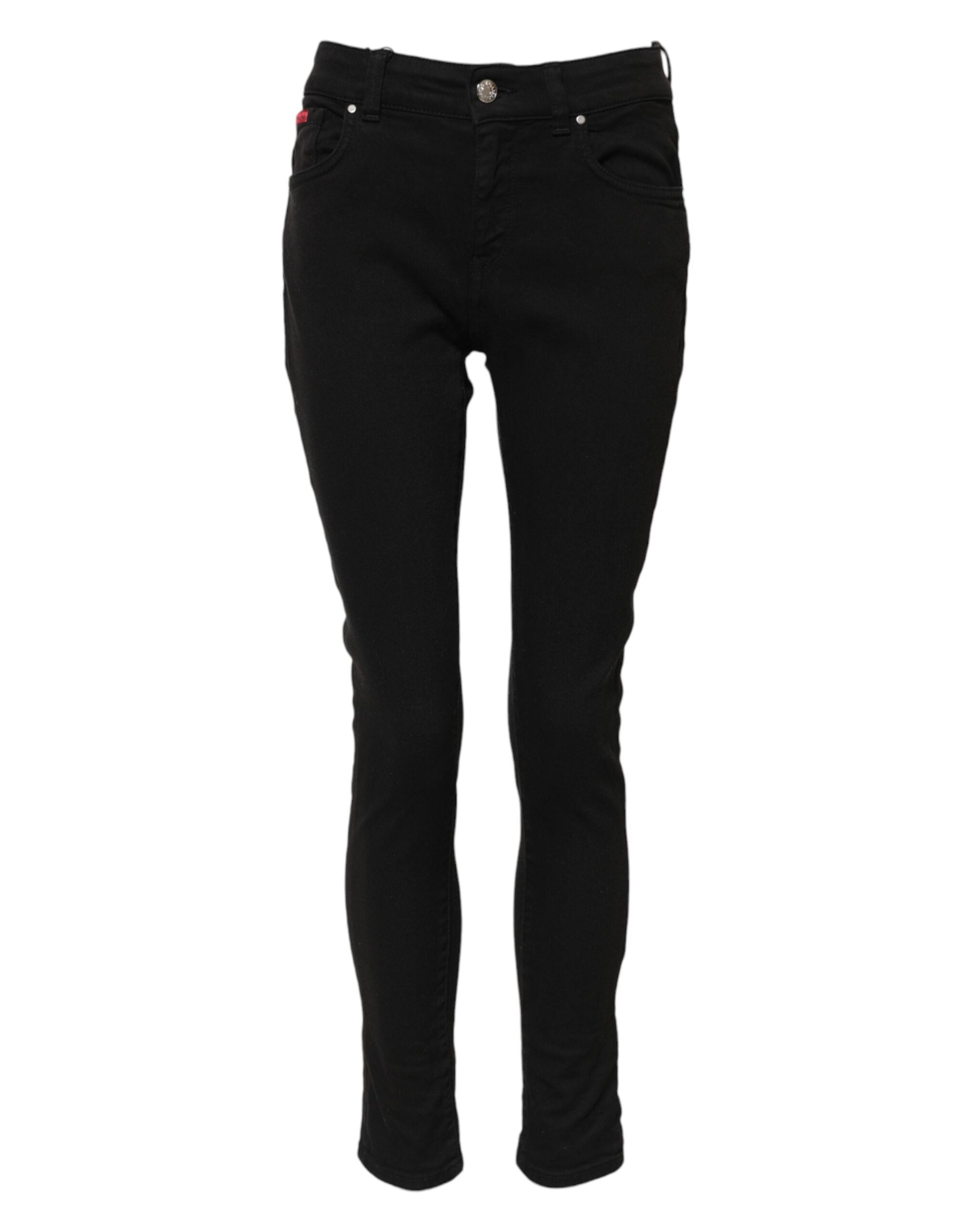 Svarta skinny jeans med mellanhög midja i bomull med logotyp 