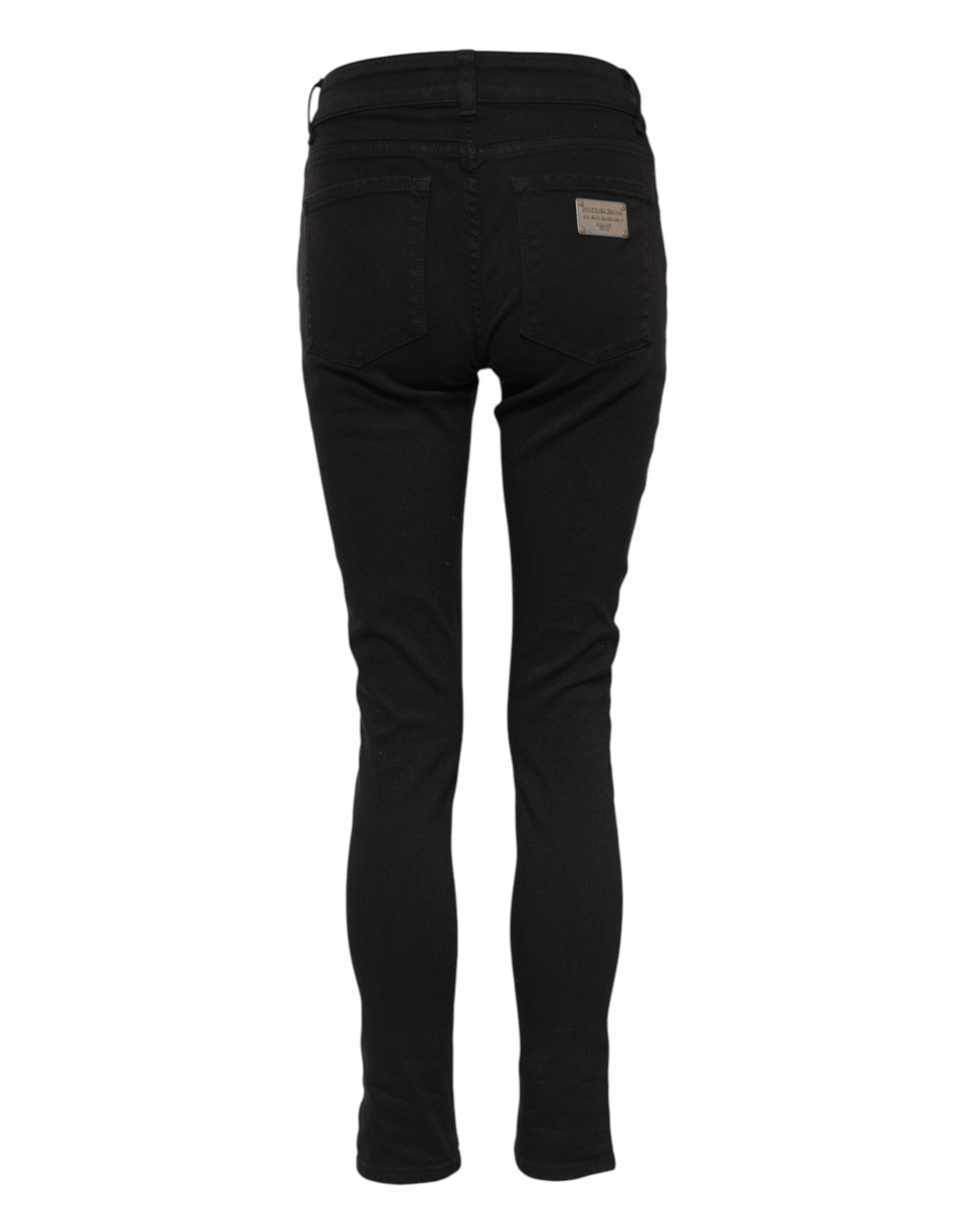 Svarta skinny jeans med mellanhög midja i bomull med logotyp 