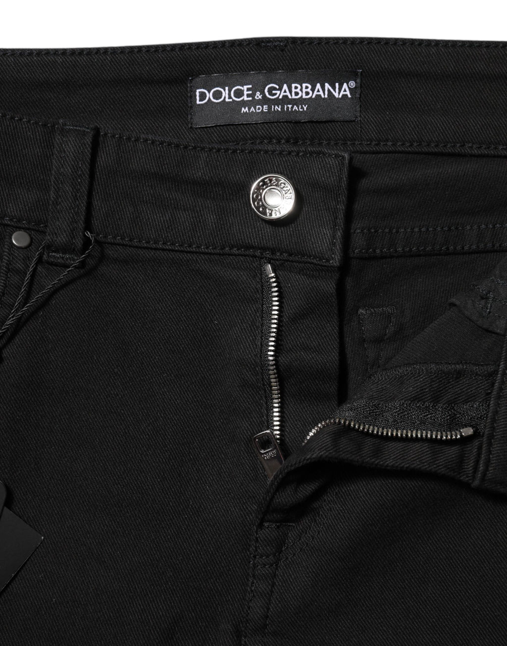 Svarta skinny jeans med mellanhög midja i bomull med logotyp 