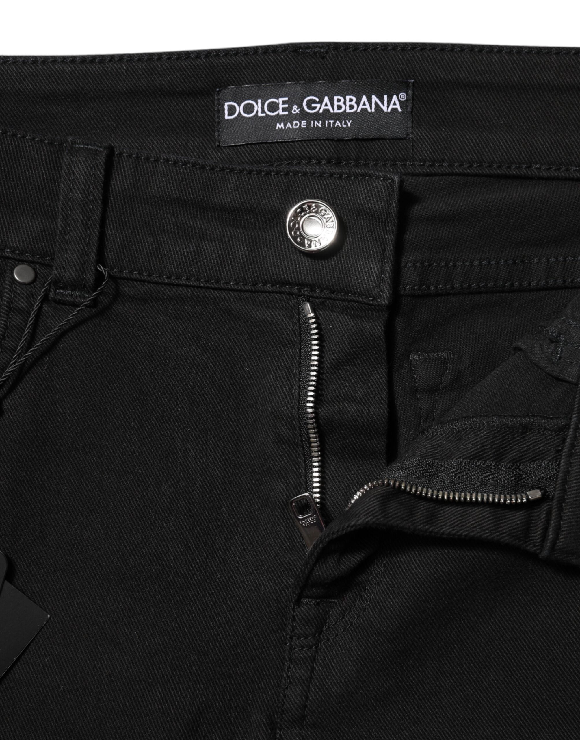 Svarta skinny jeans med mellanhög midja i bomull med logotyp 